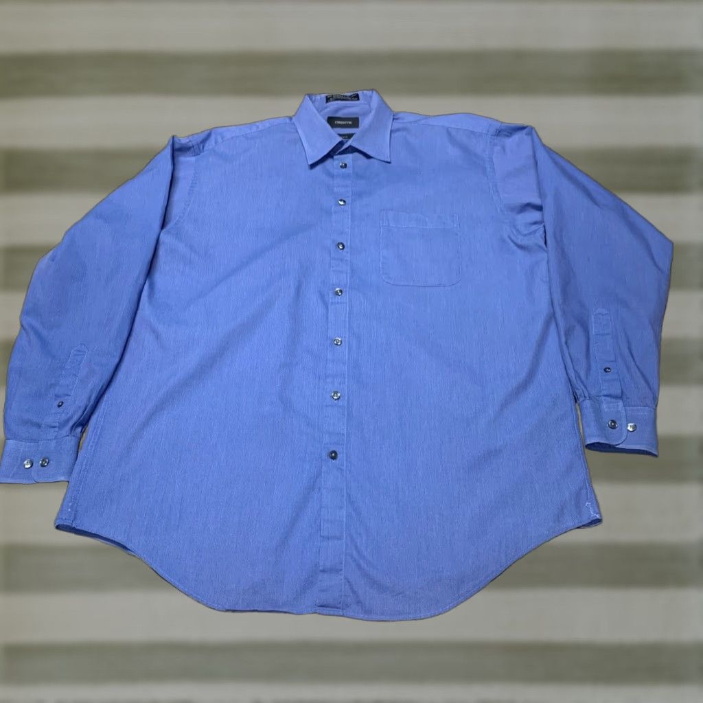 Liz Claiborne Claiborne Shirt Mens XL Long Sleeve Button-Up Blue Casual Dress Neck 17" Size US XL / EU 56 / 4 - 1 Thumbnail