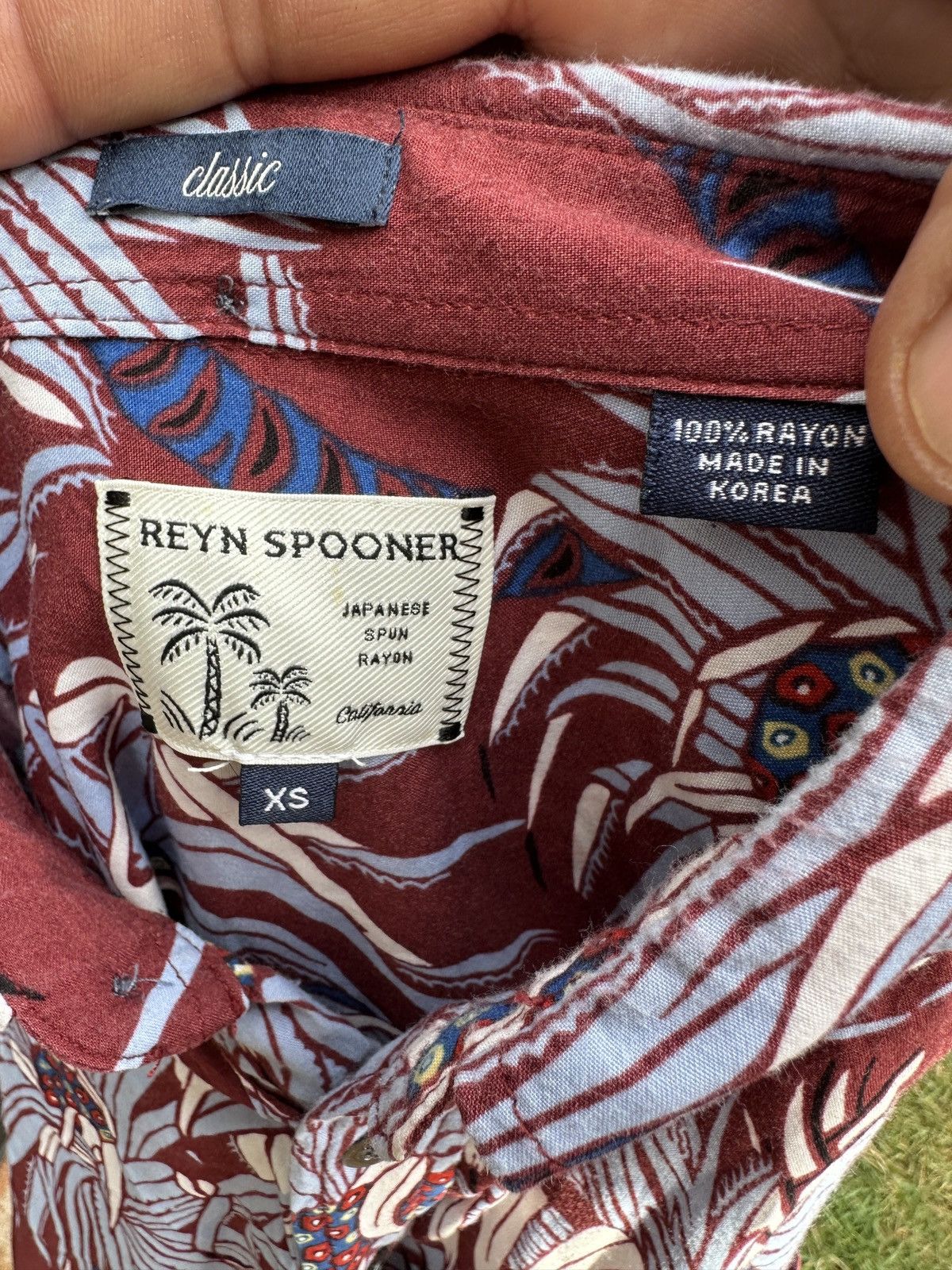 Reyn Spooner Hawaiian Men’s XS Red/Blue Japanese Spun Rayon