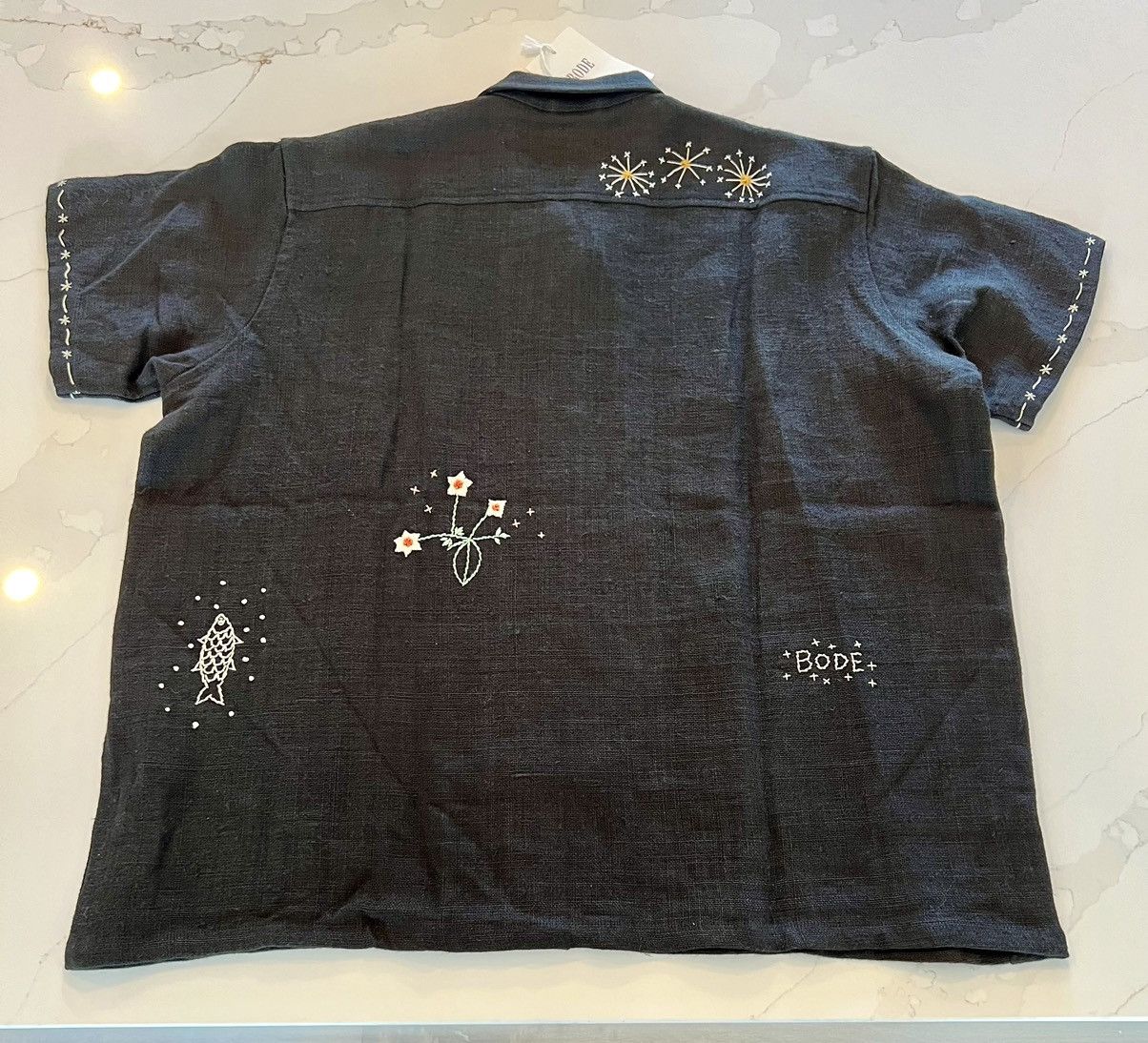 Bode New 1 of 1 Bengali Embroidered Indian Linen Black Shirt L/XL Size US L / EU 52-54 / 3 - 6 Thumbnail