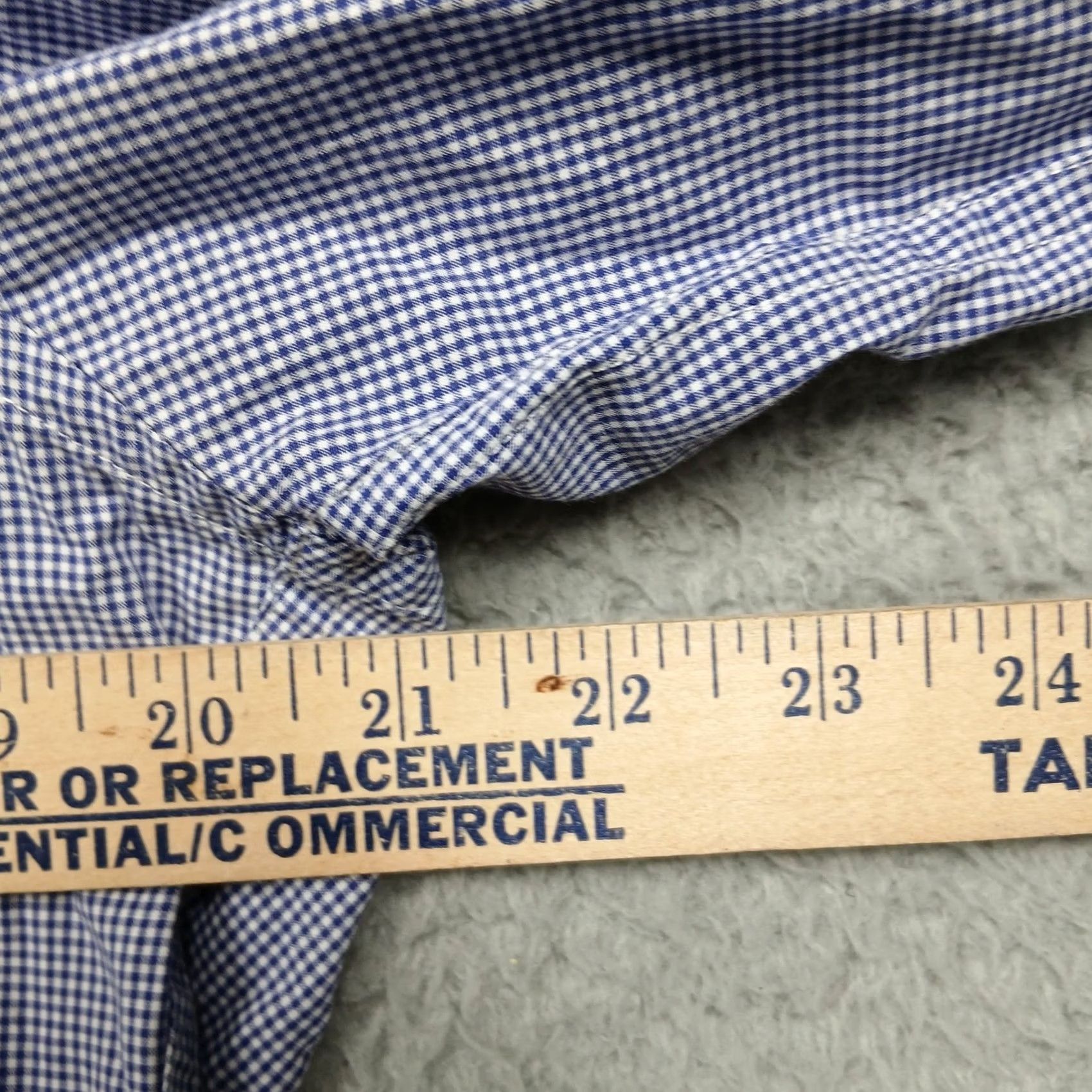Vintage Mario Albini Dress Shirt Men's Blue Gingham Slim Fit Size 39 Cotton Made in Italy Size 40R - 7 Thumbnail
