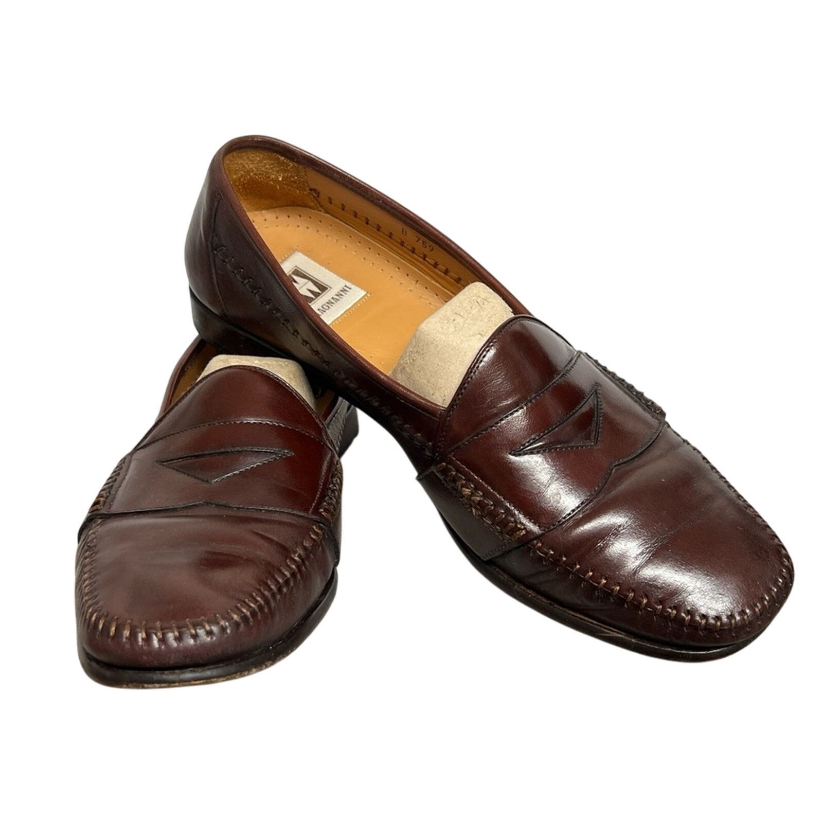 Magnanni Magnanni Leather Stitched Cognac Loafers Shoes Size 10 M Size US 10 / EU 43 - 7 Thumbnail