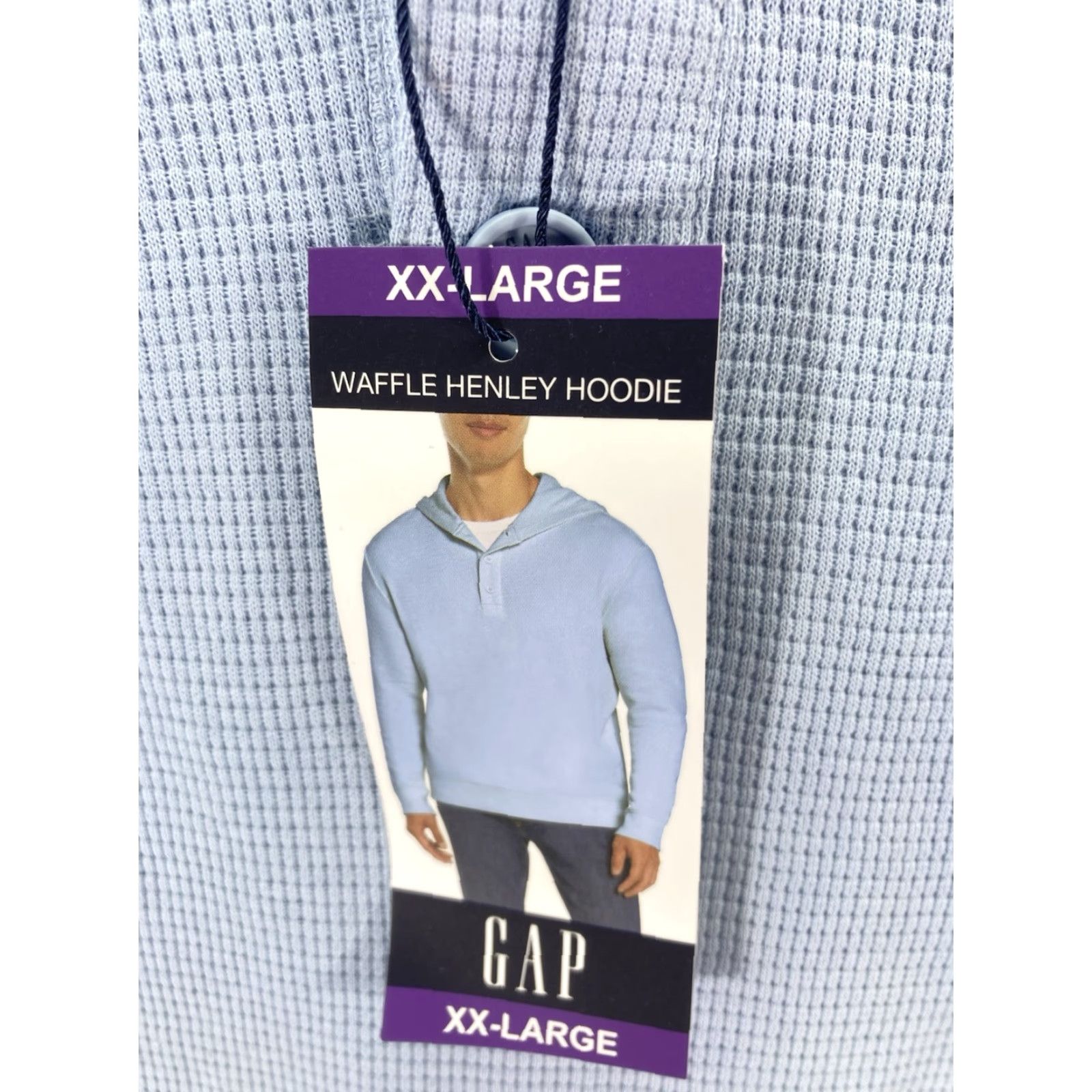 Gap VINTAGE Gap Waffle Henley Hoodie Shirt Men 2XL Blue Long Sleeve Pullover Casual NWT Size US XXL / EU 58 / 5 - 4 Thumbnail
