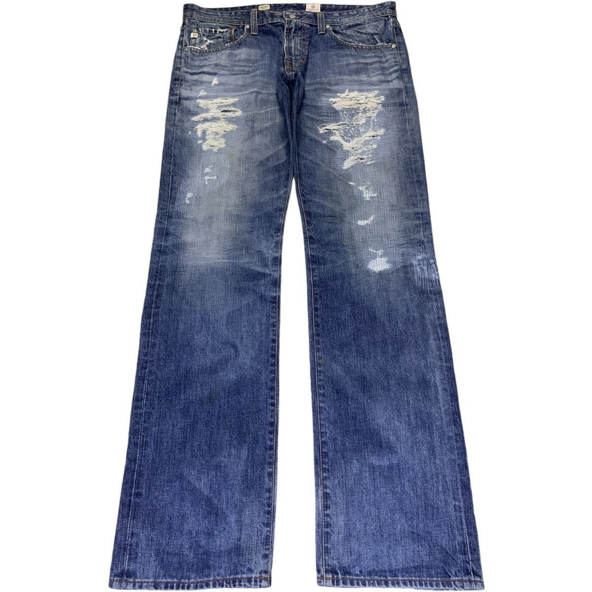 AG Adriano Goldschmied Vintage USA AG Faded Wash Patch Distressed Baggy Jeans Size US 37 - 1 Thumbnail