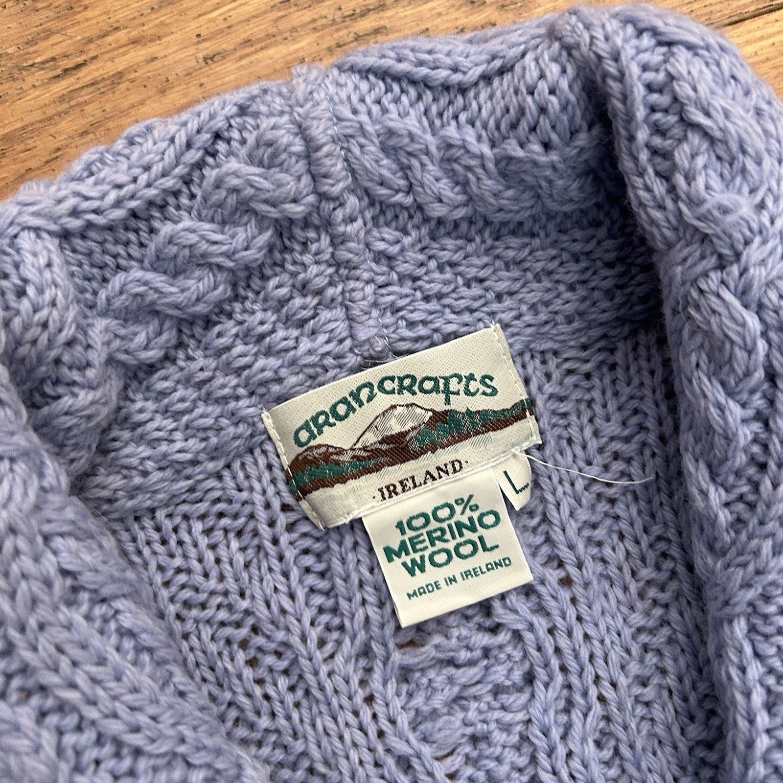 Aran Crafts Merino Wool Cable Knit Double Breasted Long Cardigan Sweater Size L / US 10 / IT 46 - 3 Thumbnail