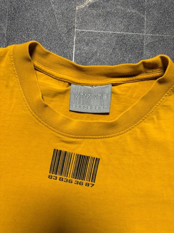 VTMNTS VTMNTS Vetemans Barcode Mustard Tee Shirt Gvasalia Size US L / EU 52-54 / 3 - 2 Thumbnail