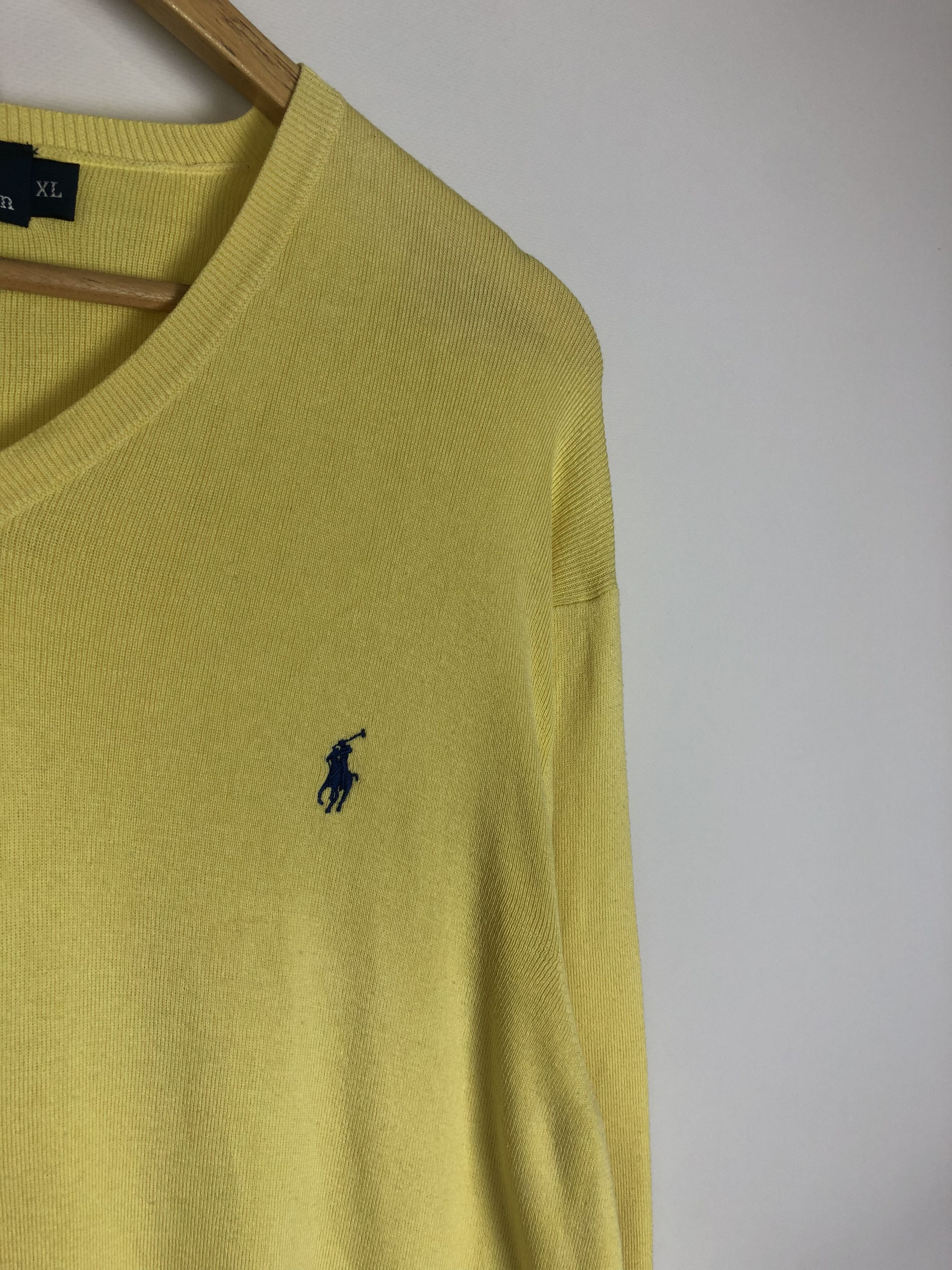 Polo Ralph Lauren Polo Ralph Lauren Sweater V-Neck Pullover Logo Yellow XL Size US XL / EU 56 / 4 - 4 Thumbnail
