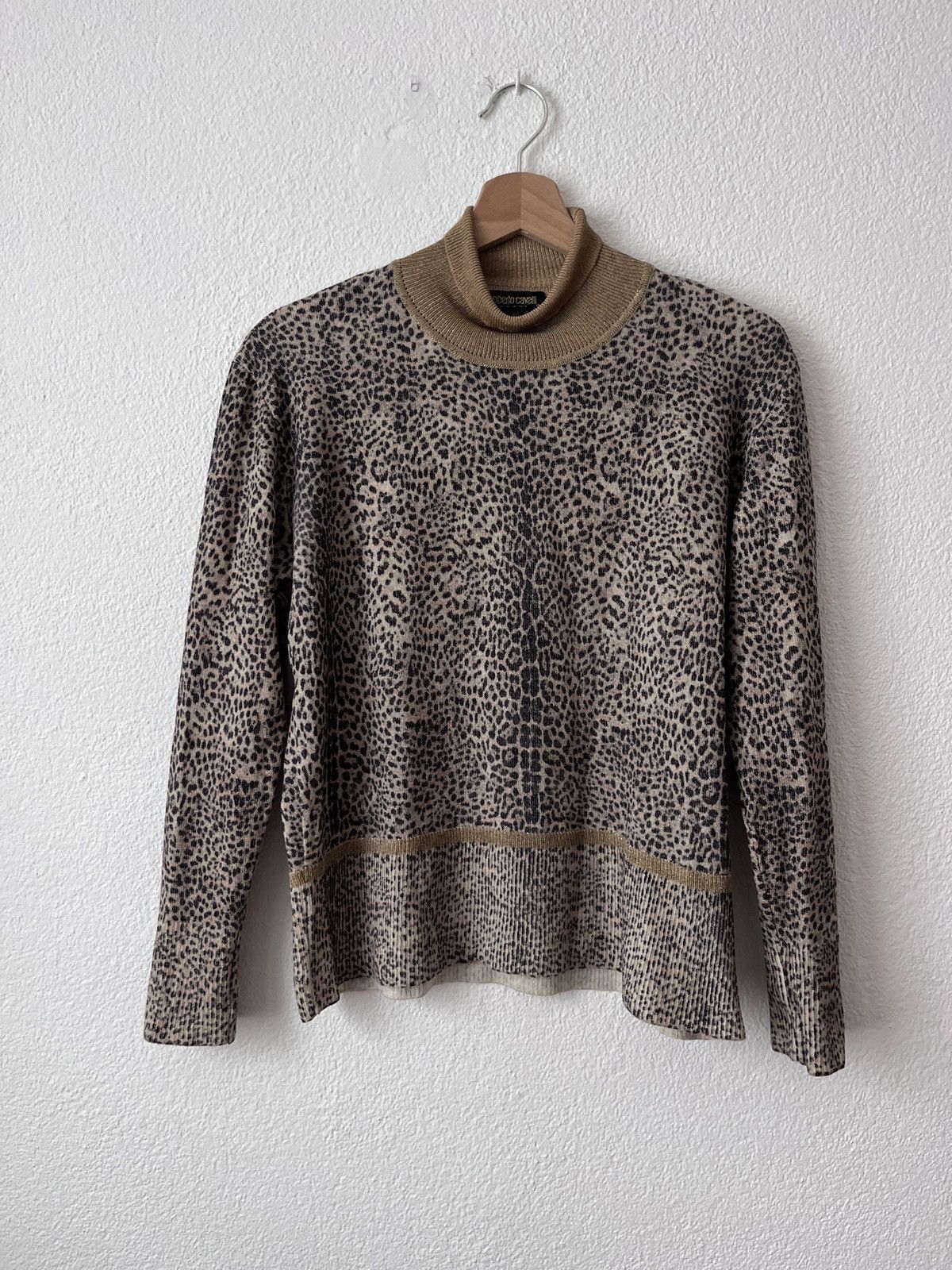 Roberto Cavalli Roberto Cavalli leopard knitted sweater 90s 2000s era wool L Size L / US 10 / IT 46 - 1 Thumbnail