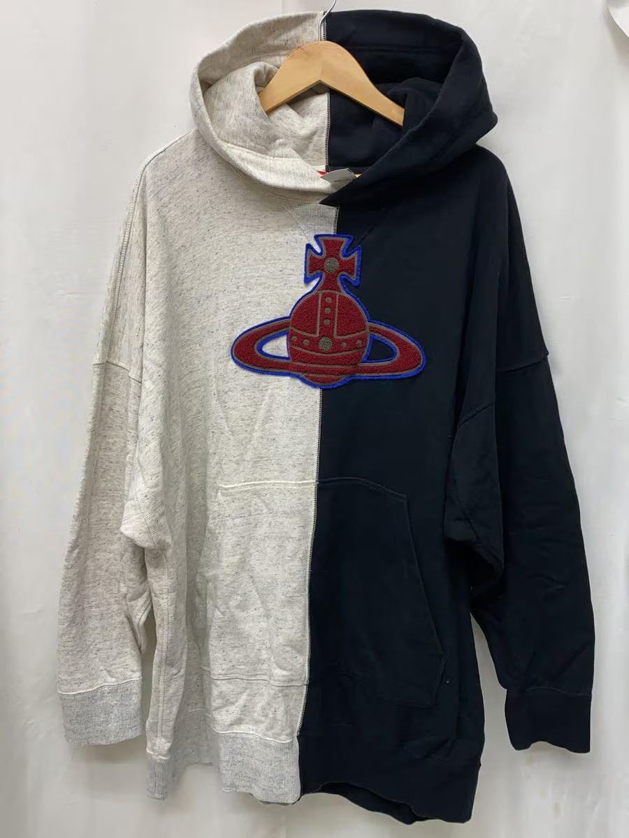 image of Vivienne Westwood Oversized Orb Split Hoodie in Black, Men's (Size XL)