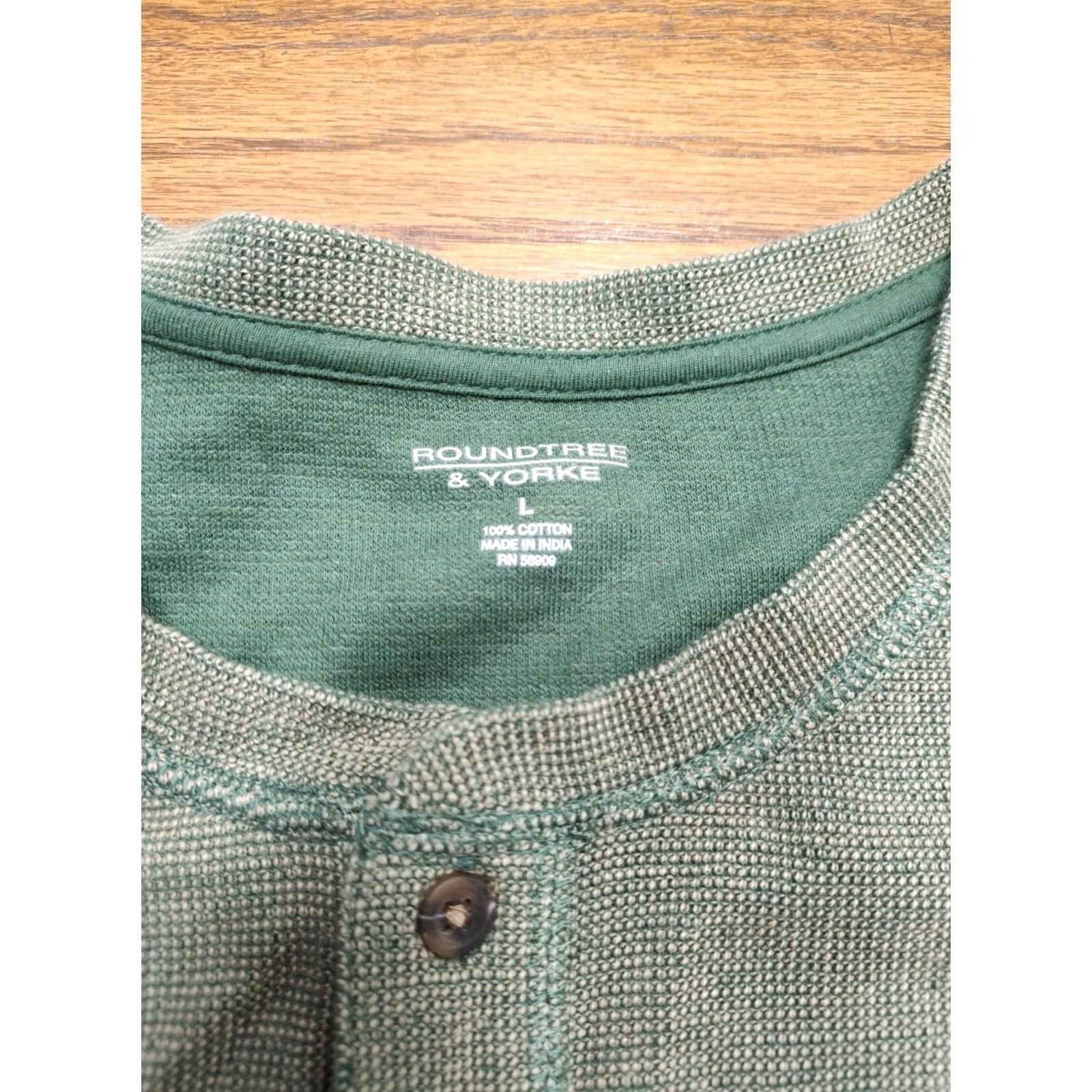 Roundtree & Yorke VINTAGE Roundtree & Yorke Knit Green Long Sleeve Thermal Henley Shirt Mens L Size US L / EU 52-54 / 3 - 4 Thumbnail