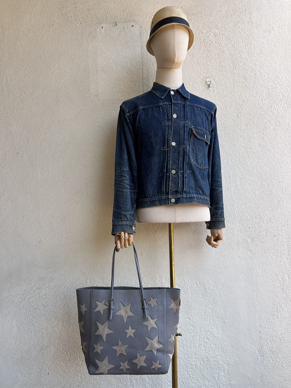 Leather Handmade Amantes Amentes Stars Patina Leather Tote Bag Size ONE SIZE - 1 Thumbnail