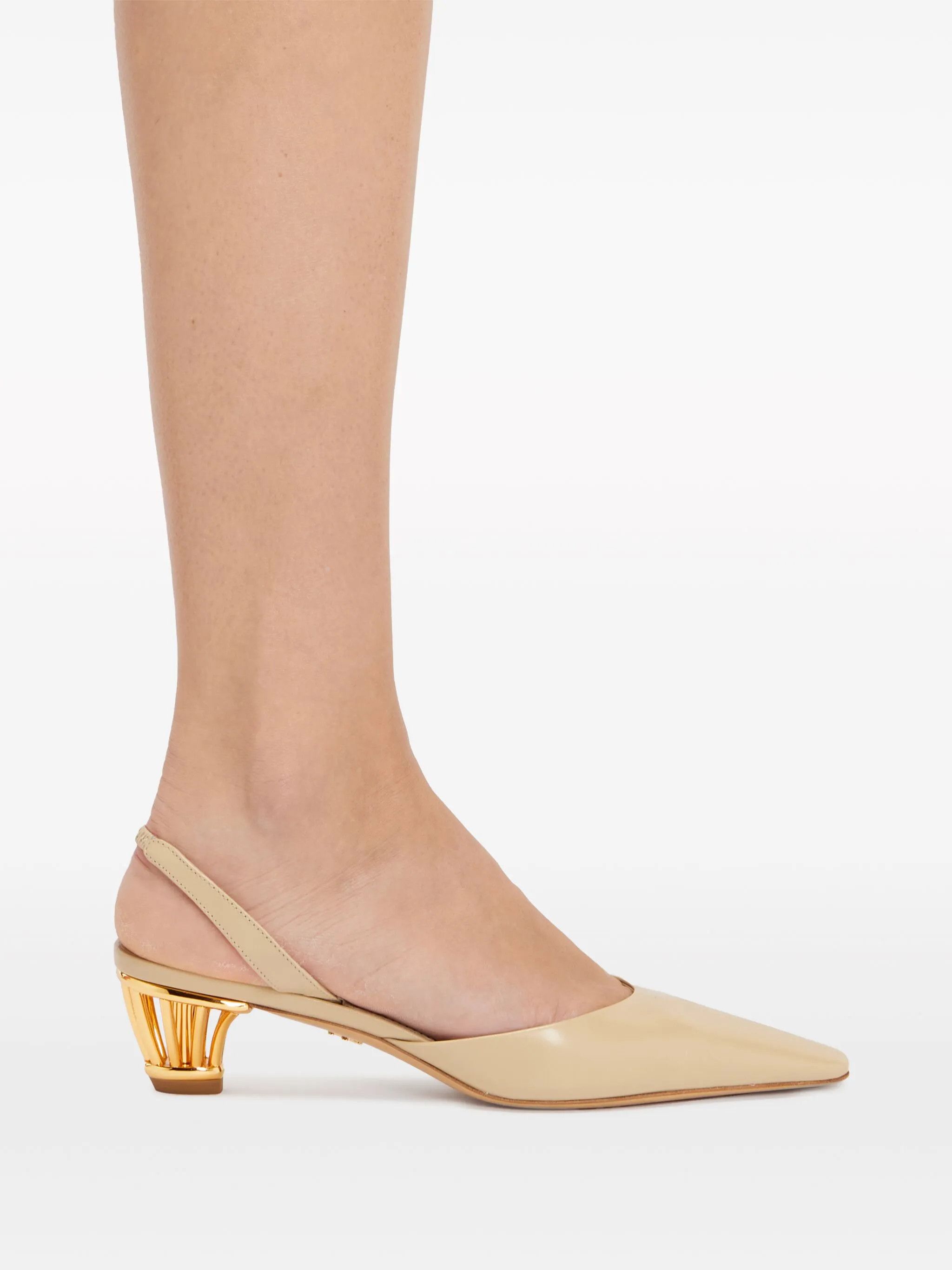 Salvatore Ferragamo o1s1rm0126 Alyssa Cage-heel Slingback Pumps in Beige Size US 6 / IT 36 - 5 Thumbnail