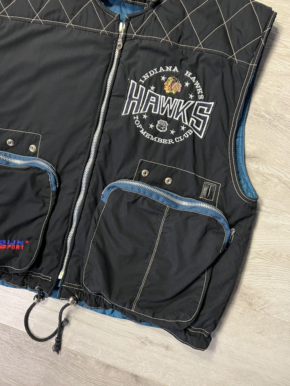 MLB Vintage 90s Indiana Hawks USA Varsity Pocket Vest Jacket Size US M / EU 48-50 / 2 - 3 Thumbnail