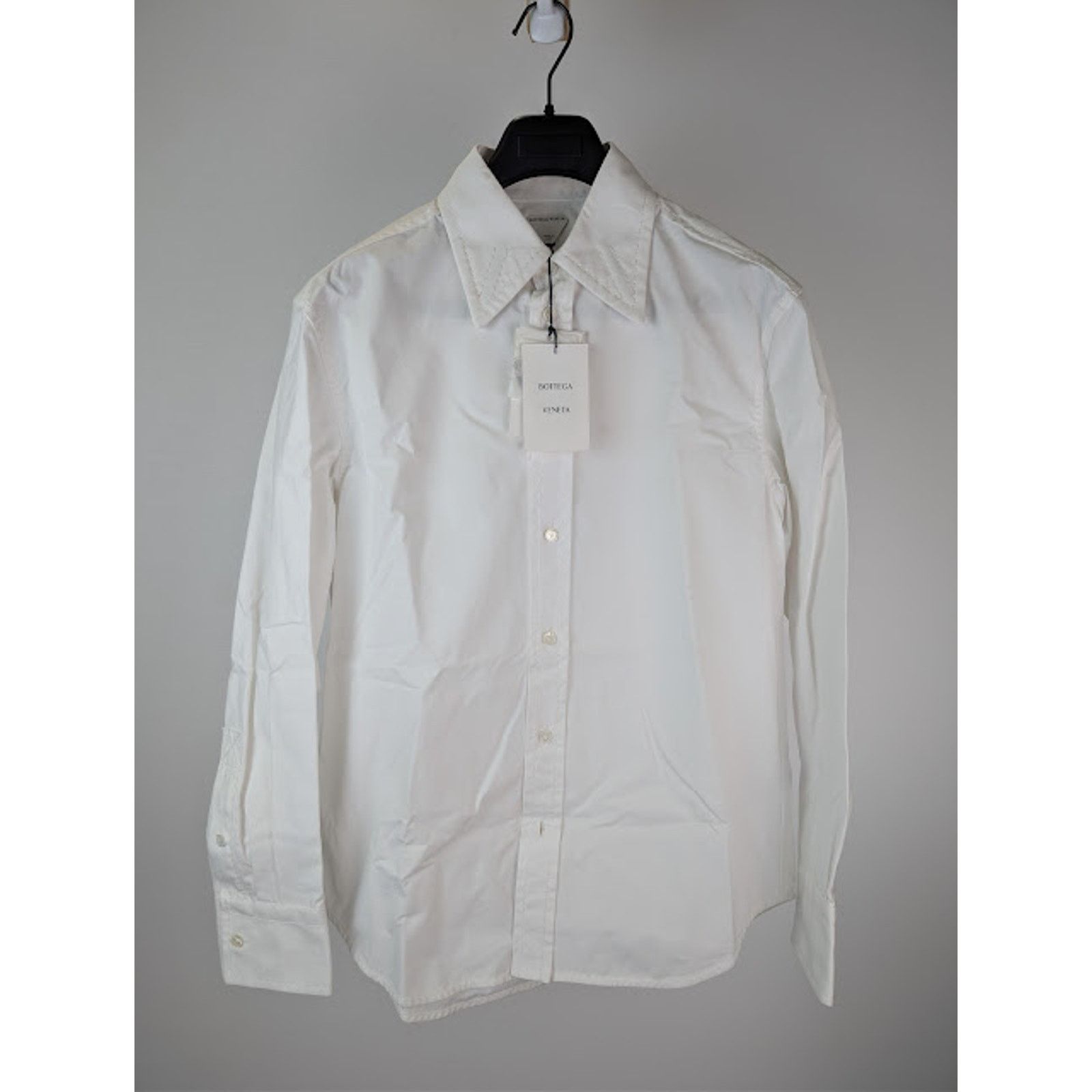 Bottega Veneta o1rshd1 Compact Cotton Canvas Shirt in White Size US M / EU 48-50 / 2 - 8 Thumbnail