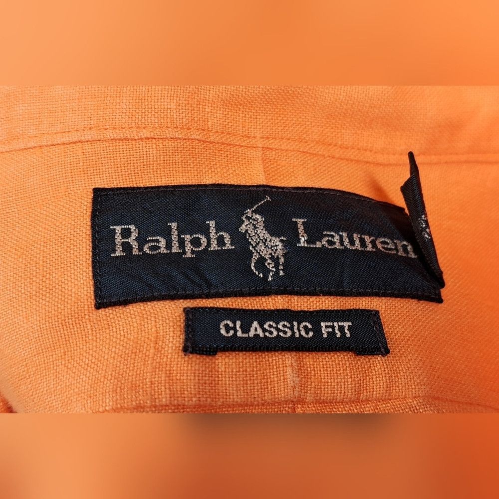 Ralph Lauren Ralph Lauren Men's Classic Fit Orange 100% Linen Button Do Size US XXL / EU 58 / 5 - 3 Thumbnail