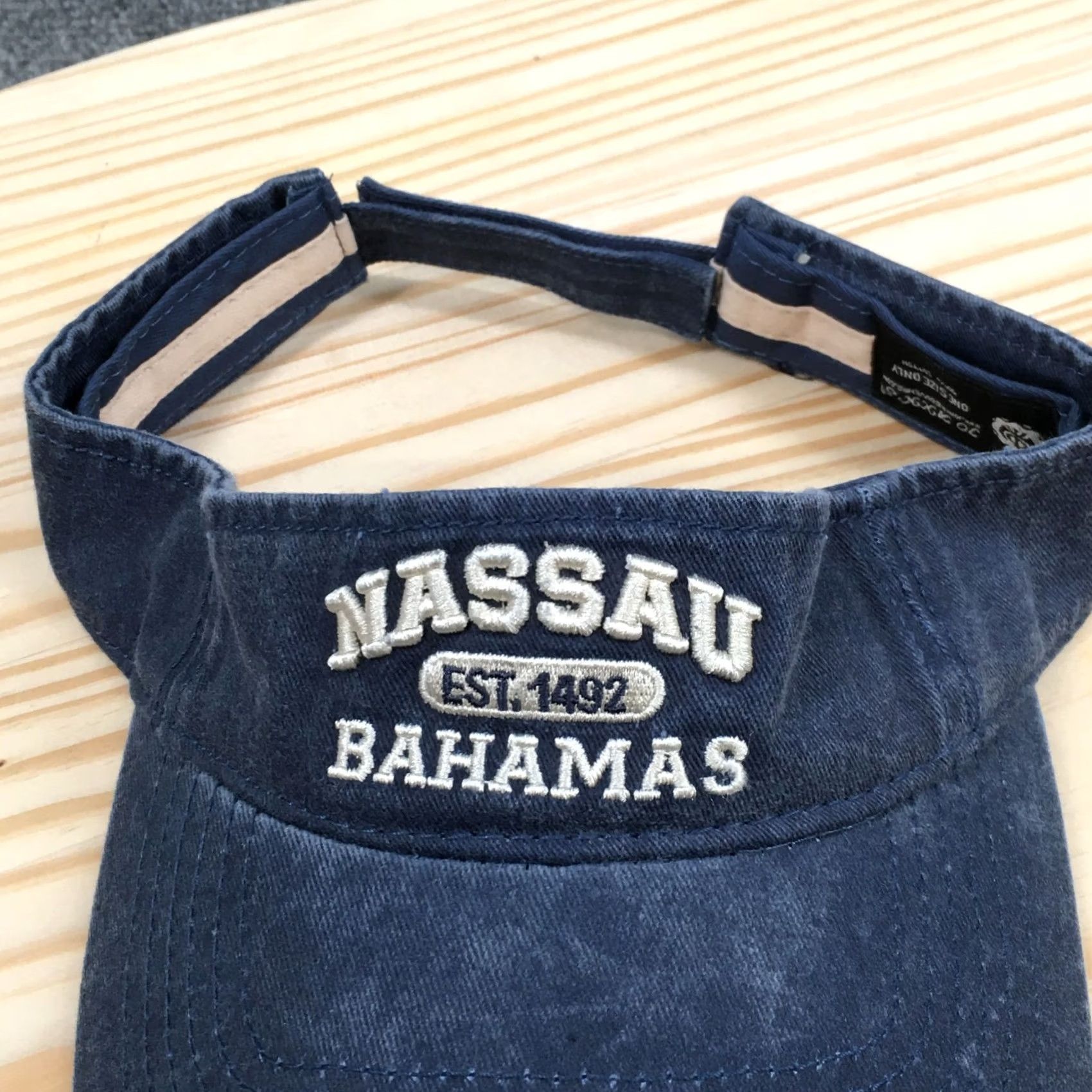 Logo 7 Jo Anns Visor Hat Blue OS Curved Brim Embroidered Logo Nassau Bahamas Unisex Size ONE SIZE - 3 Thumbnail