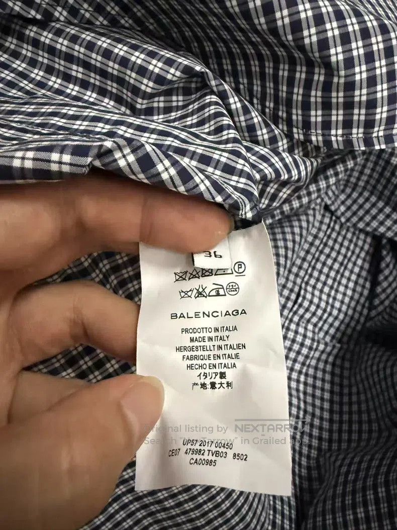 Balenciaga Balenciaga Black and white check collar medium-sleeve shir Size XS / US 0-2 / IT 36-38 - 5 Thumbnail