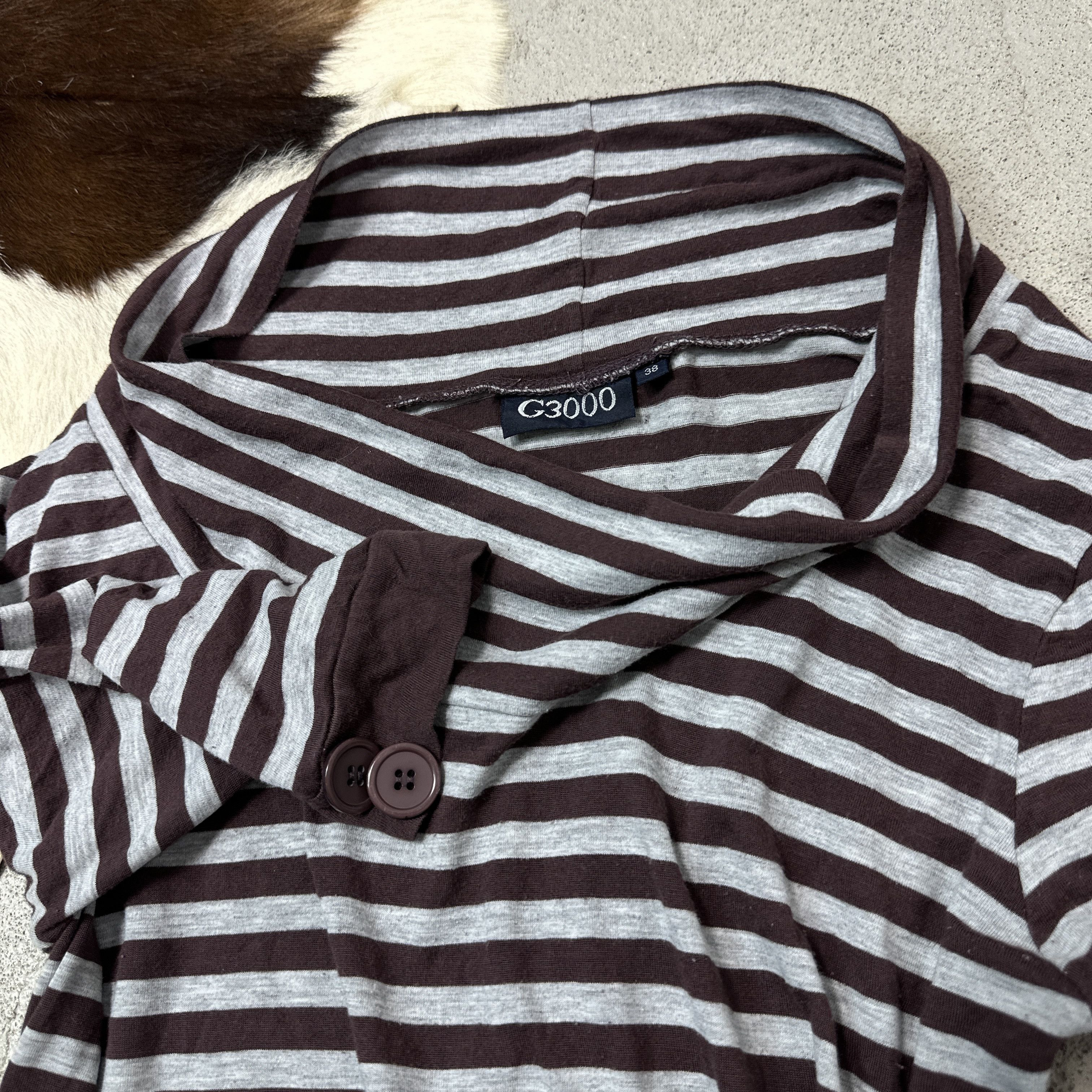 Vintage Vintage Avant Garde Grunge Striped Big Collar Top 00s Size M / US 6-8 / IT 42-44 - 3 Thumbnail