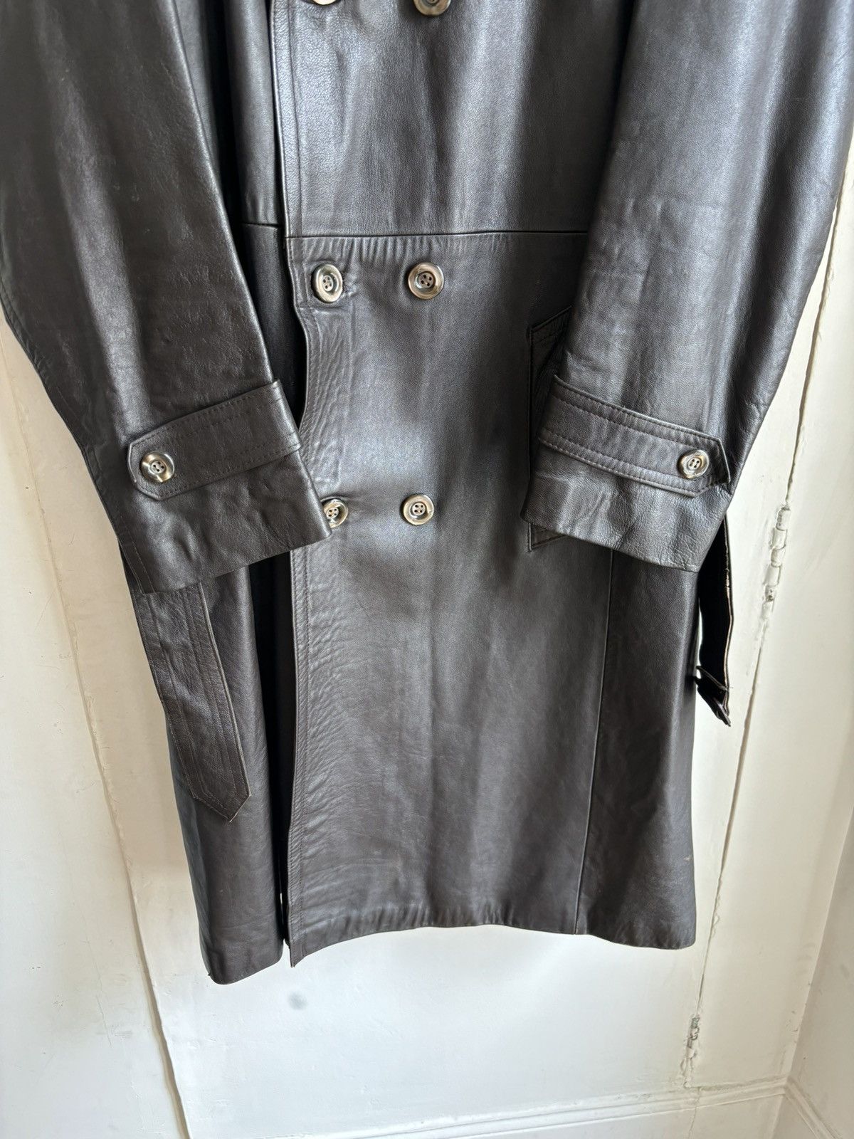 Vintage Vintage 70s Leather Western Double Breasted Trench Coat Size US M / EU 48-50 / 2 - 3 Thumbnail