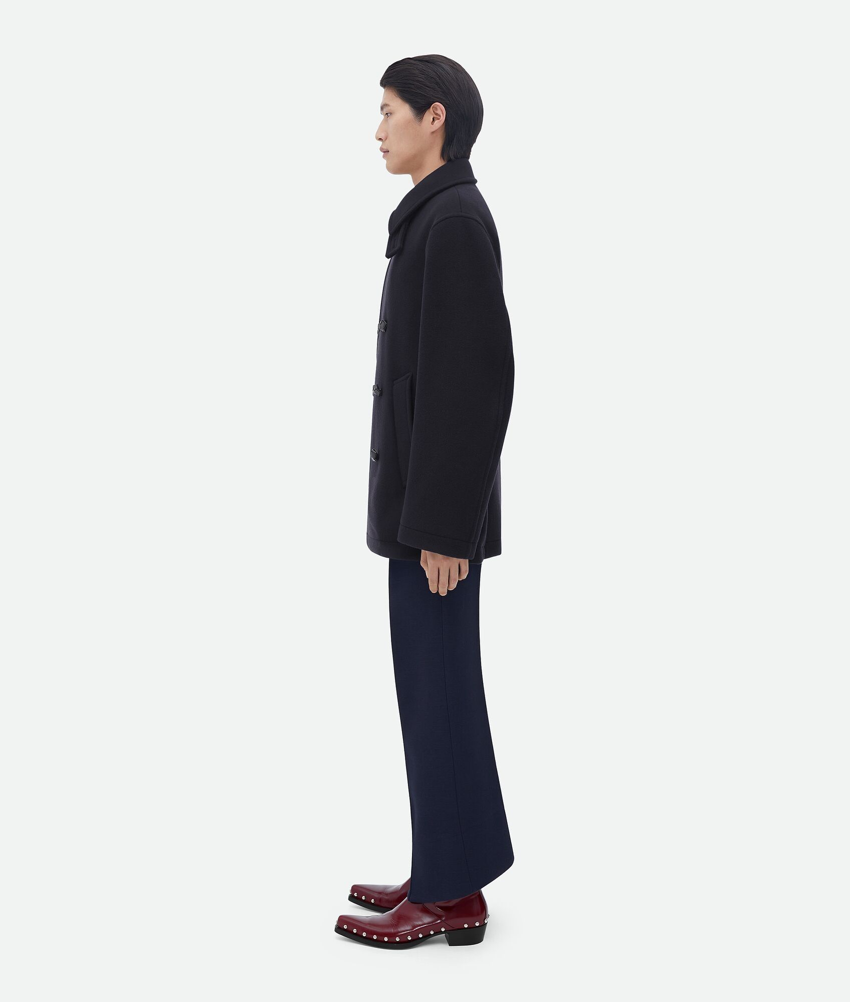 Bottega Veneta o1n1vont0125 Wool And Cashmere Peacoat in Navy Size US L / EU 52-54 / 3 - 2 Thumbnail