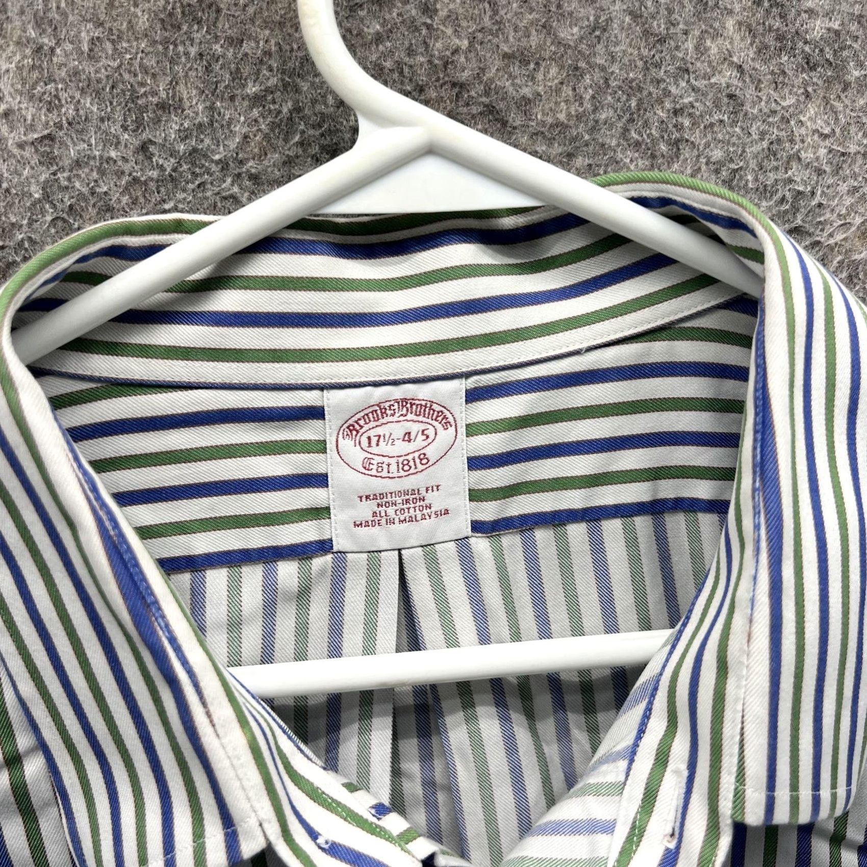 Brooks Brothers Brooks Brothers Dress Shirt Mens 17.5 4/5 Blue Stripe Non Iron Classic Fit Shirt Mens Neck 17.5 Size 48R - 5 Thumbnail