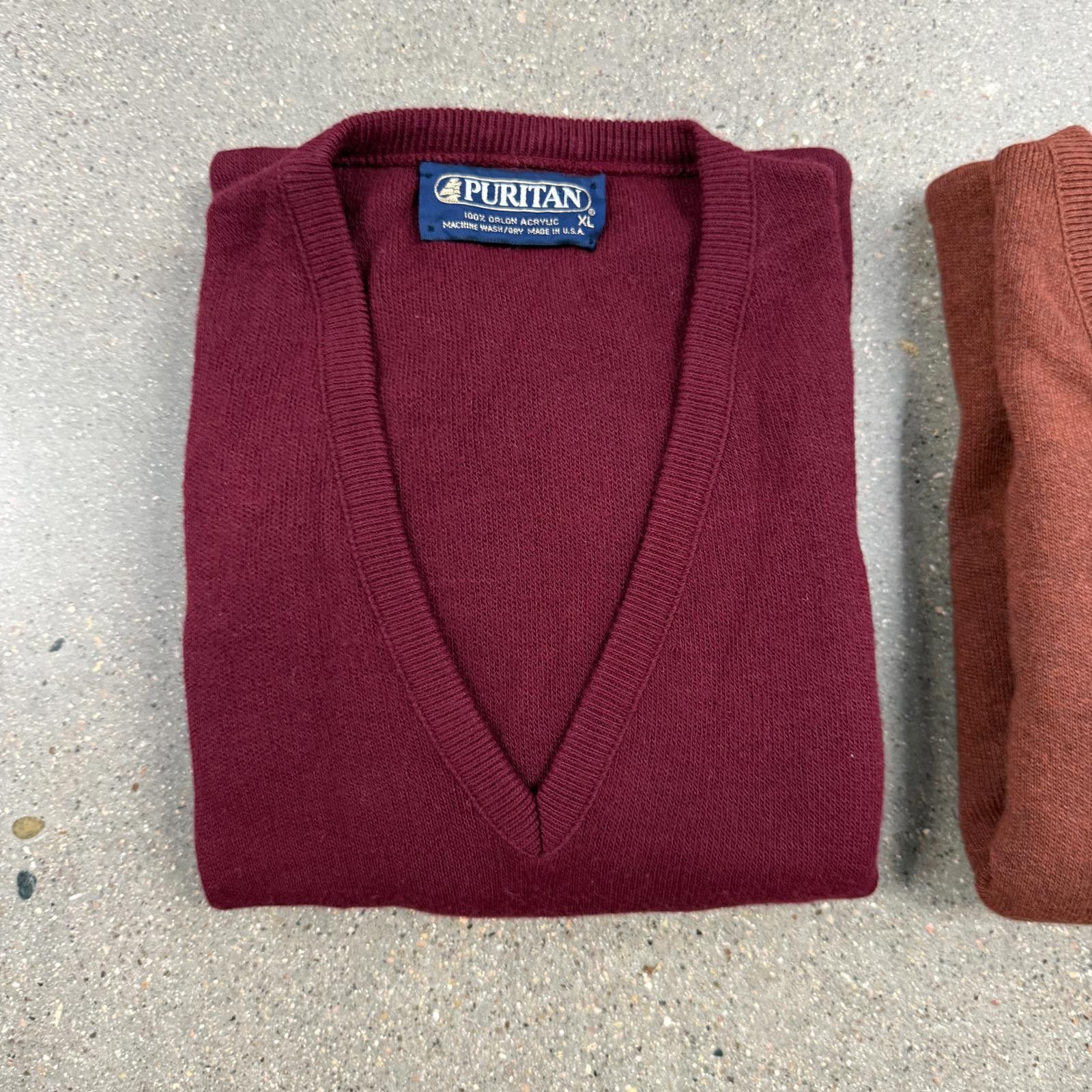 Puritan Lot of 2 Vtg 80s PURITAN Orion Acrylic V-Neck Sweaters XL Size US XL / EU 56 / 4 - 9 Thumbnail