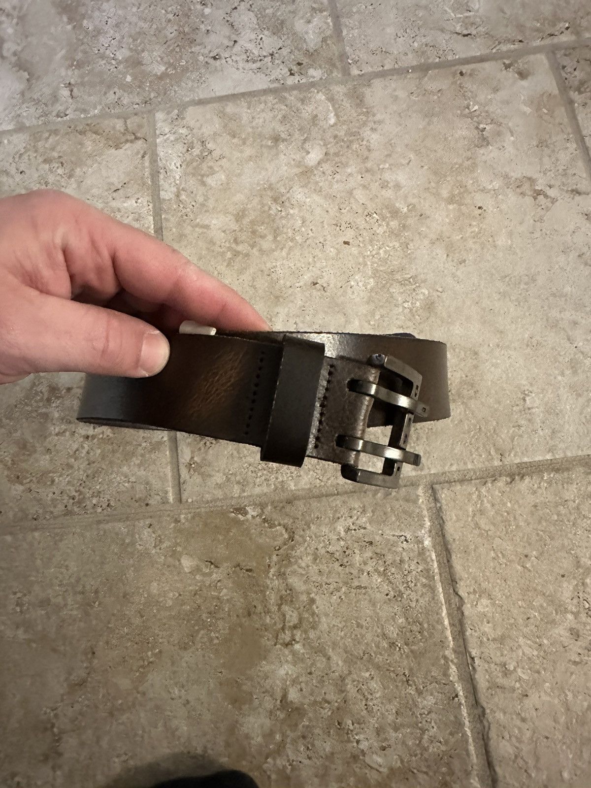 image of Men’S Leather Diesel Belt in Brown, Men's (Size 34)