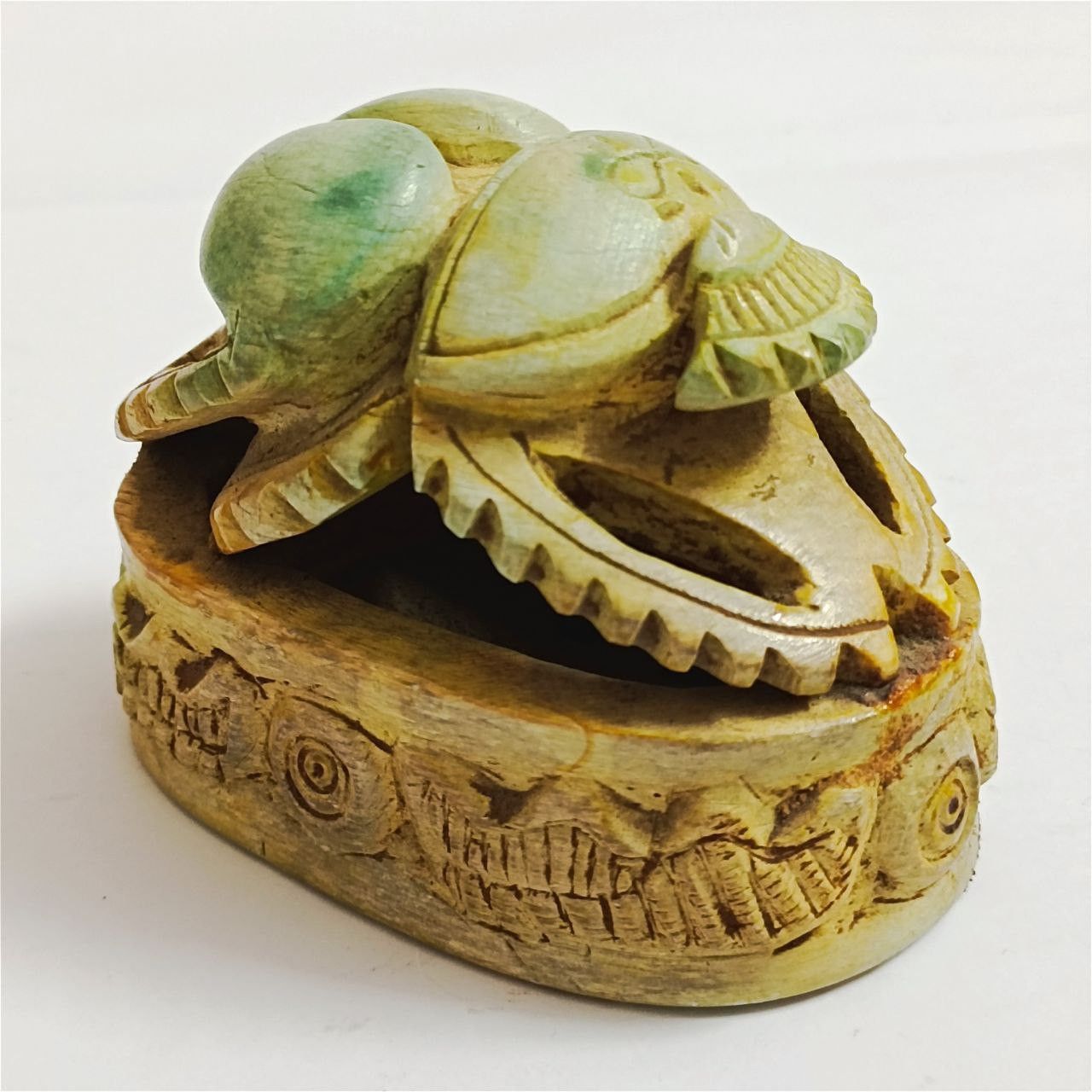Handmade Hand-carved Egyptian scarab figurine, antique stone art Size ONE SIZE - 1 Thumbnail