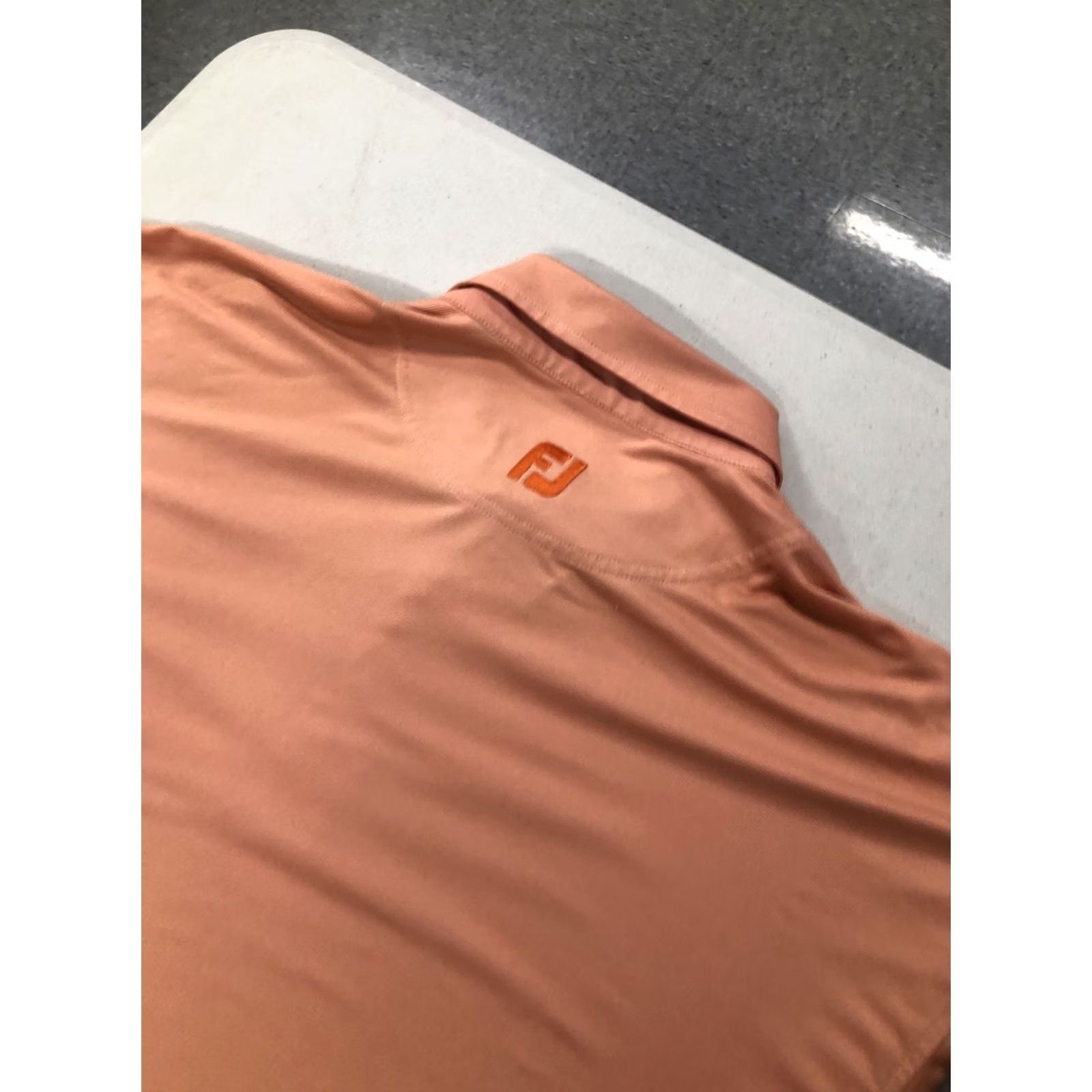 Footjoy FOOTJOY Polo Shirt S/S Golf XL Polyester Spandex Orange White PinStriped Multicolor Men Short Sleeve Polo shirt XL FootJoy Mens Size US XL / EU 56 / 4 - 6 Thumbnail