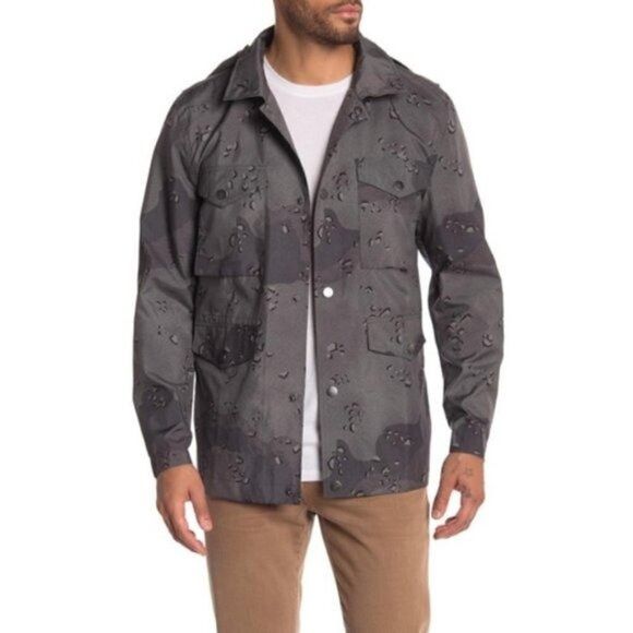 7 For All Mankind 7 For All Mankind Mens Gray Camo Hooded Button Front Light A Size US L / EU 52-54 / 3 - 1 Thumbnail