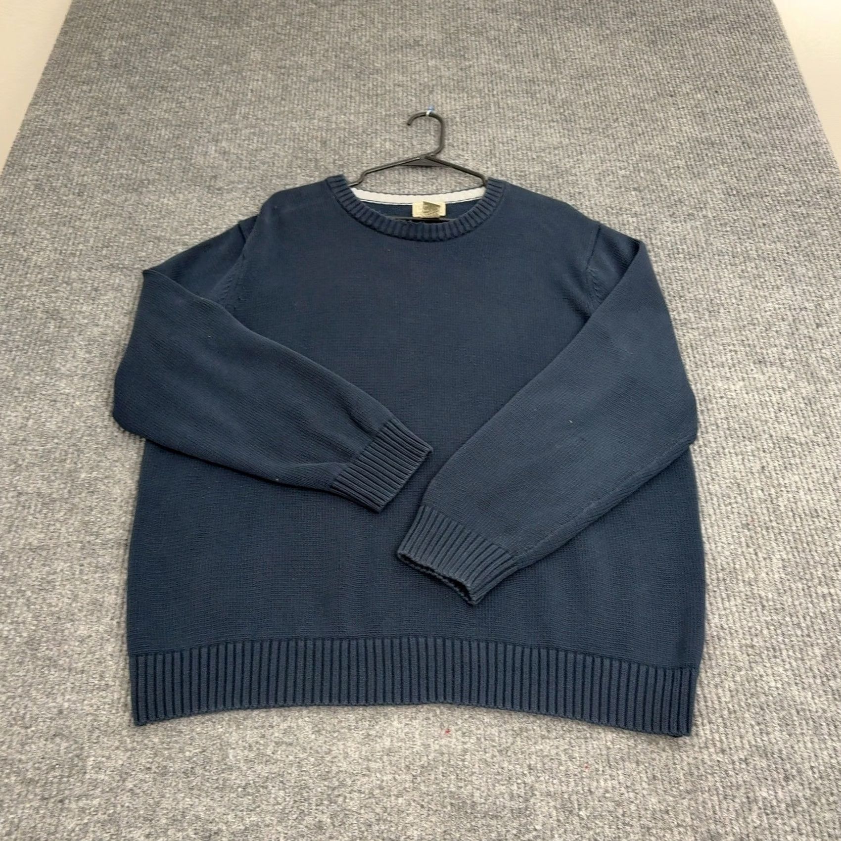 Vintage LL Bean Sweater Mens 2XL Blue Cotton Crewneck Ribbed Trim Classic Casual Navy Crew Neck Pullover Size US XXL / EU 58 / 5 - 5 Thumbnail