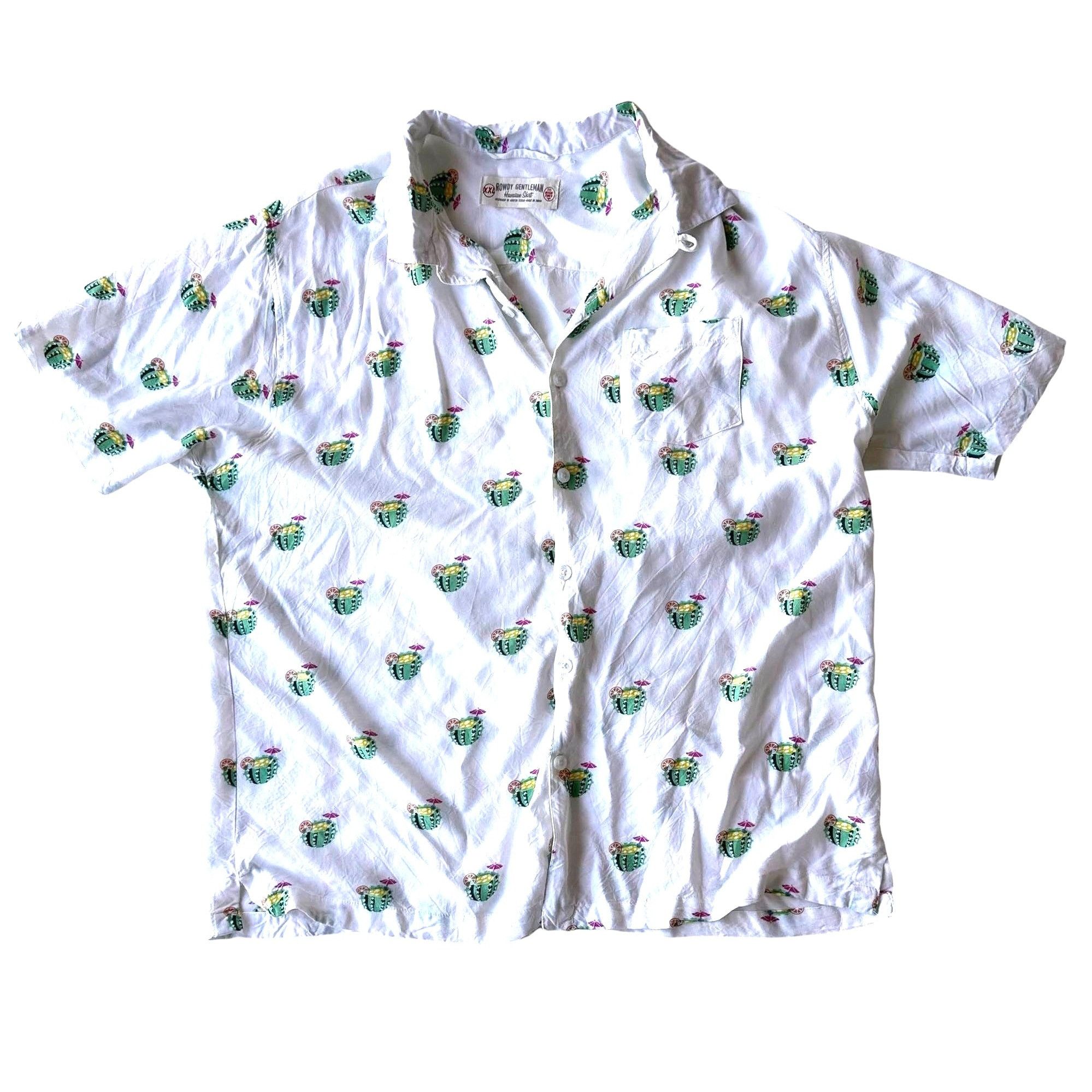 Vintage Rowdy Gentleman Cactus Cocktail Hawaiian Shirt XXL White Cru Size US XXL / EU 58 / 5 - 8 Thumbnail