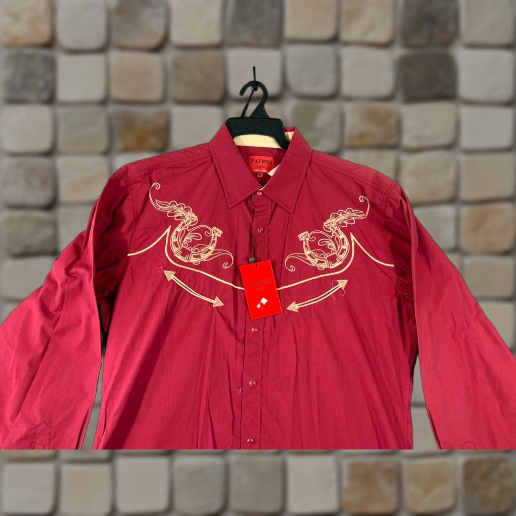 Vintage Patron Cito Red Label Western Shirt Mens XL Red Embroidered Pearl Snap NWT Size US XL / EU 56 / 4 - 1 Thumbnail