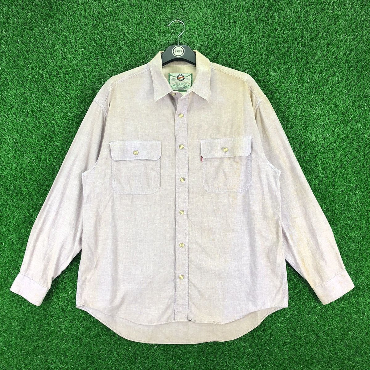 image of 80's Flannel Double Pocket Uneven Color By Seahop in Purple, Men's (Size Large)