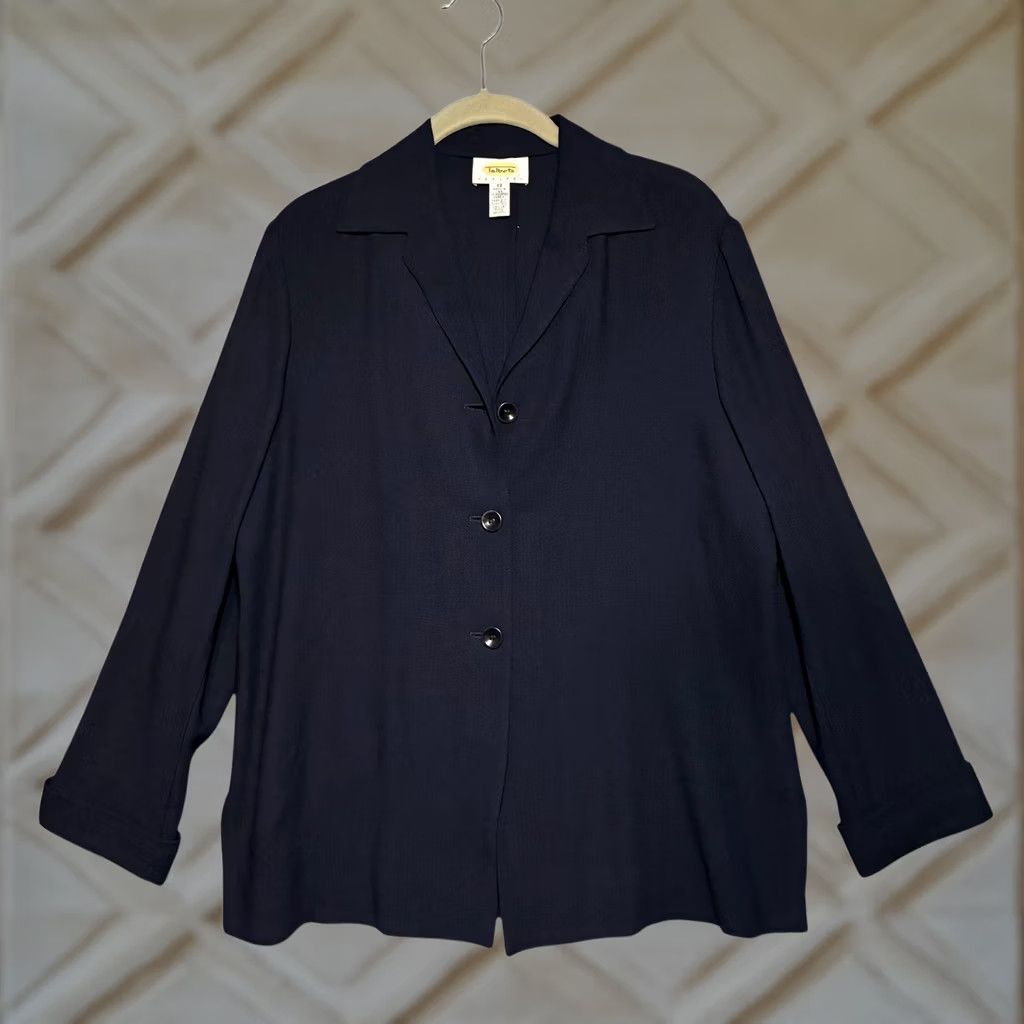 Talbots EUC VTG Talbots Petites Light Weight Blazer Jacket Womens 12 Navy Blue USA Size XL / US 12-14 / IT 48-50 - 1 Thumbnail