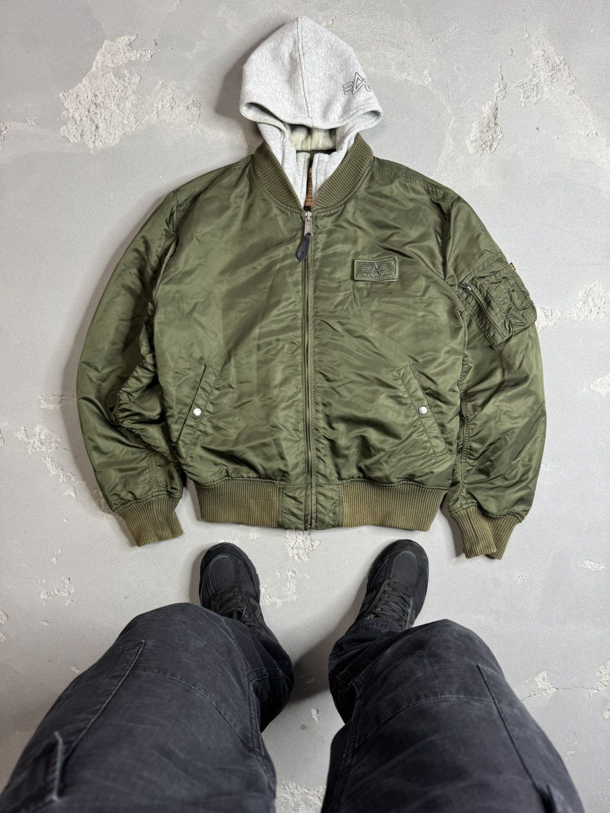 Vintage Alpha Industries Hooded Bomber Jacket