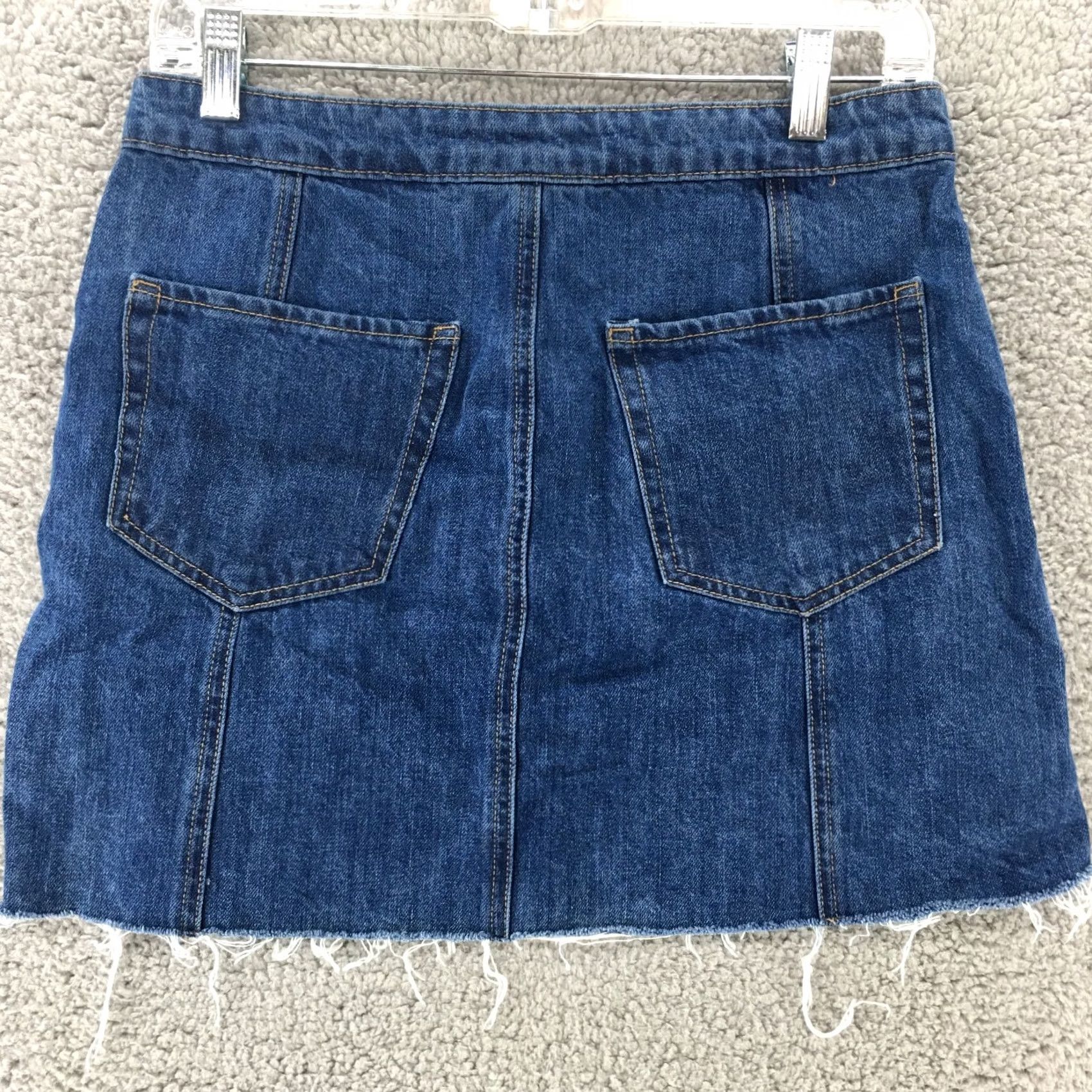 Vintage Aero High Rise Button Fly Mini Skirt Womens 8 Blue Denim Medium Wash Flat Front Size 30" / US 8 / IT 44 - 5 Thumbnail