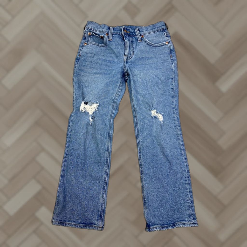 J.Crew J.CREW Jeans Cropped Distressed Stretch Blue 25P Petite Womens Casual Denim Jeans #9985 Size 42" / US 20 - 1 Thumbnail