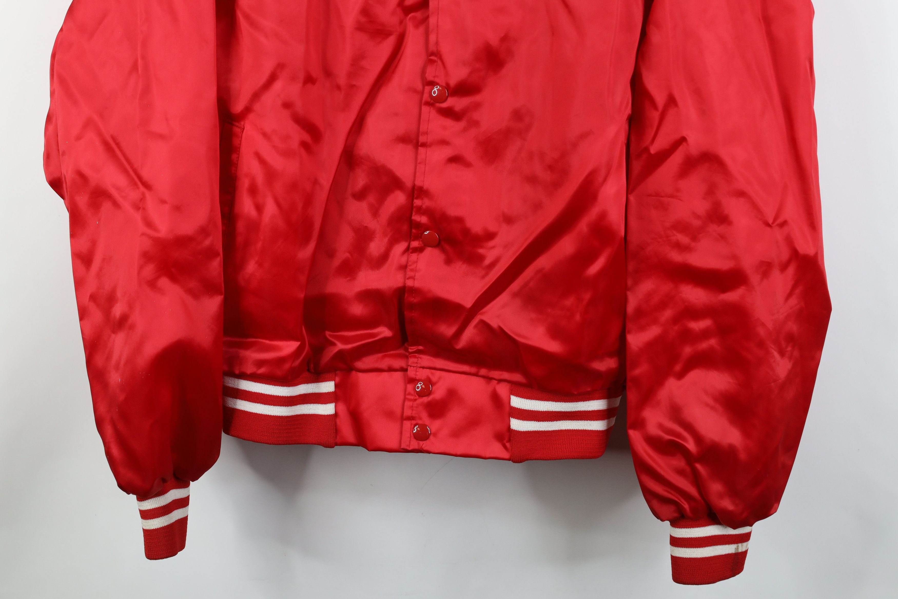 Vintage Vintage 80s Tupperware Star Lite Satin Bomber Jacket Red USA Size US XL / EU 56 / 4 - 4 Thumbnail