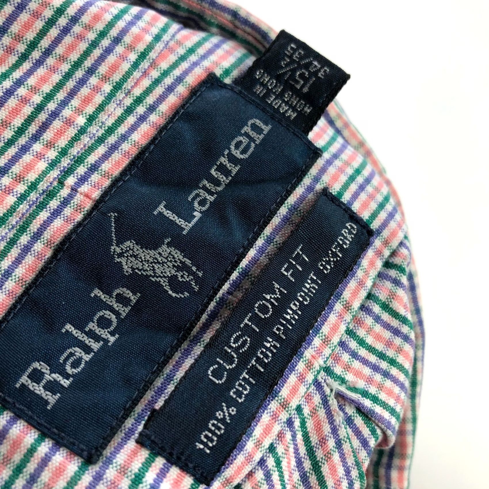 Polo Ralph Lauren Ralph Lauren Custom Fit Pinpoint Oxford 15.5 34/35 LS Dress Shirt Green Pink Size 42R - 7 Thumbnail