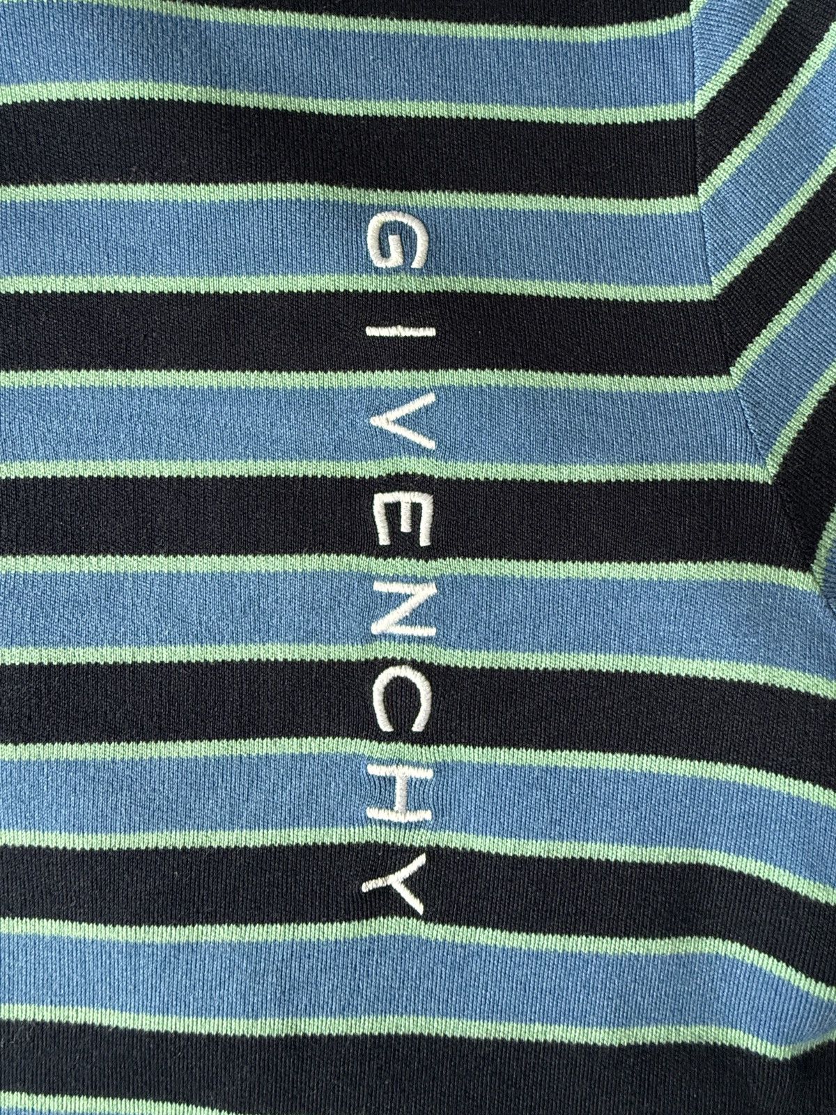 Givenchy Givenchy Blue Short Sleeve Striped Logo Knit Sweater Size US L / EU 52-54 / 3 - 3 Thumbnail