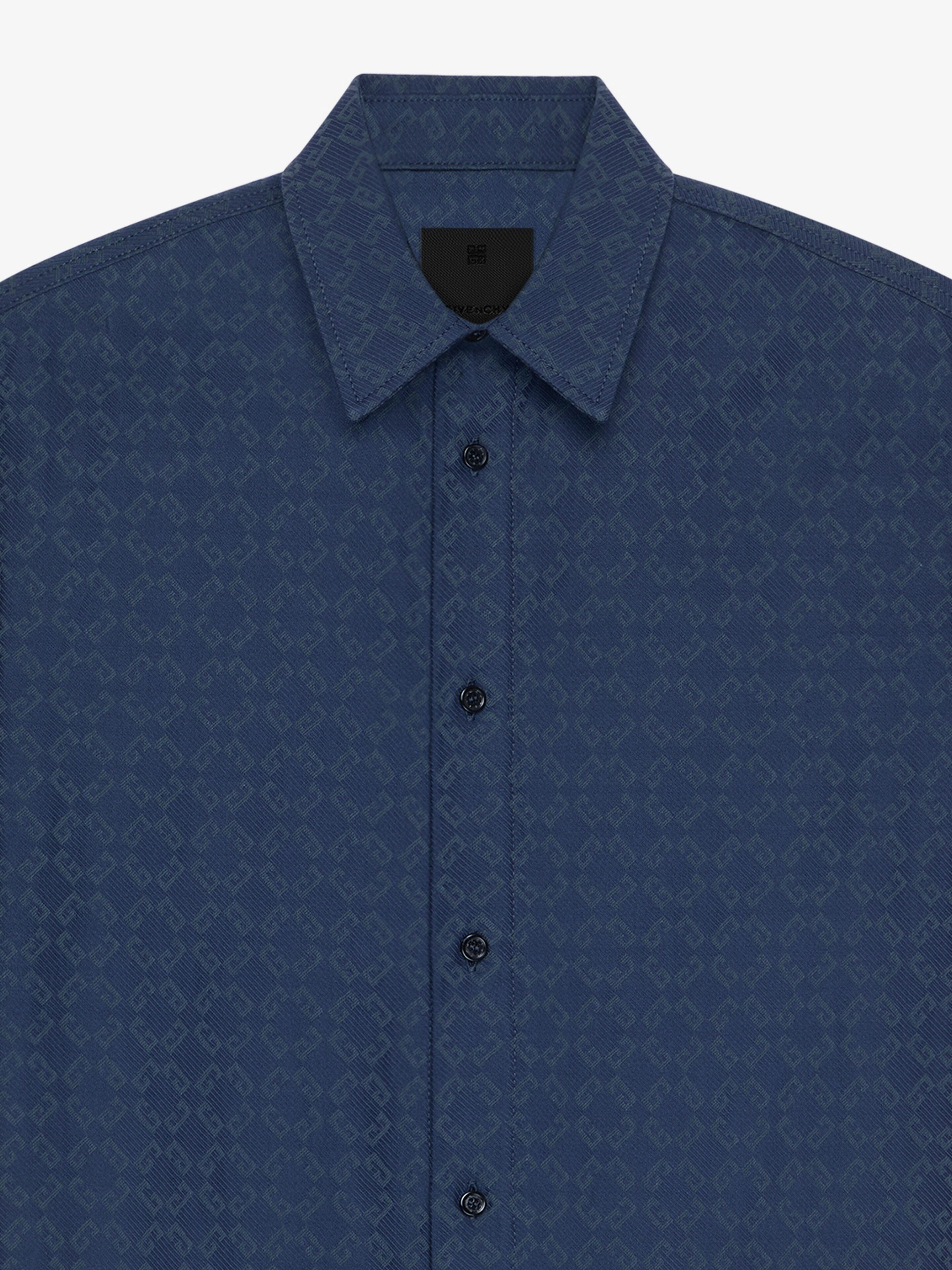 Givenchy o1w1db10426 Monogram Jacquard Shirt in Blue Size US XS / EU 42 / 0 - 2 Thumbnail
