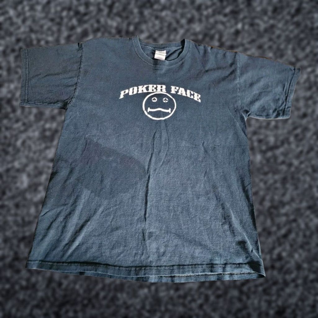Gildan Gildan T-Shirt Mens L Black Poker Face Dirty Jack's Distressed Double Sided Size US L / EU 52-54 / 3 - 1 Thumbnail