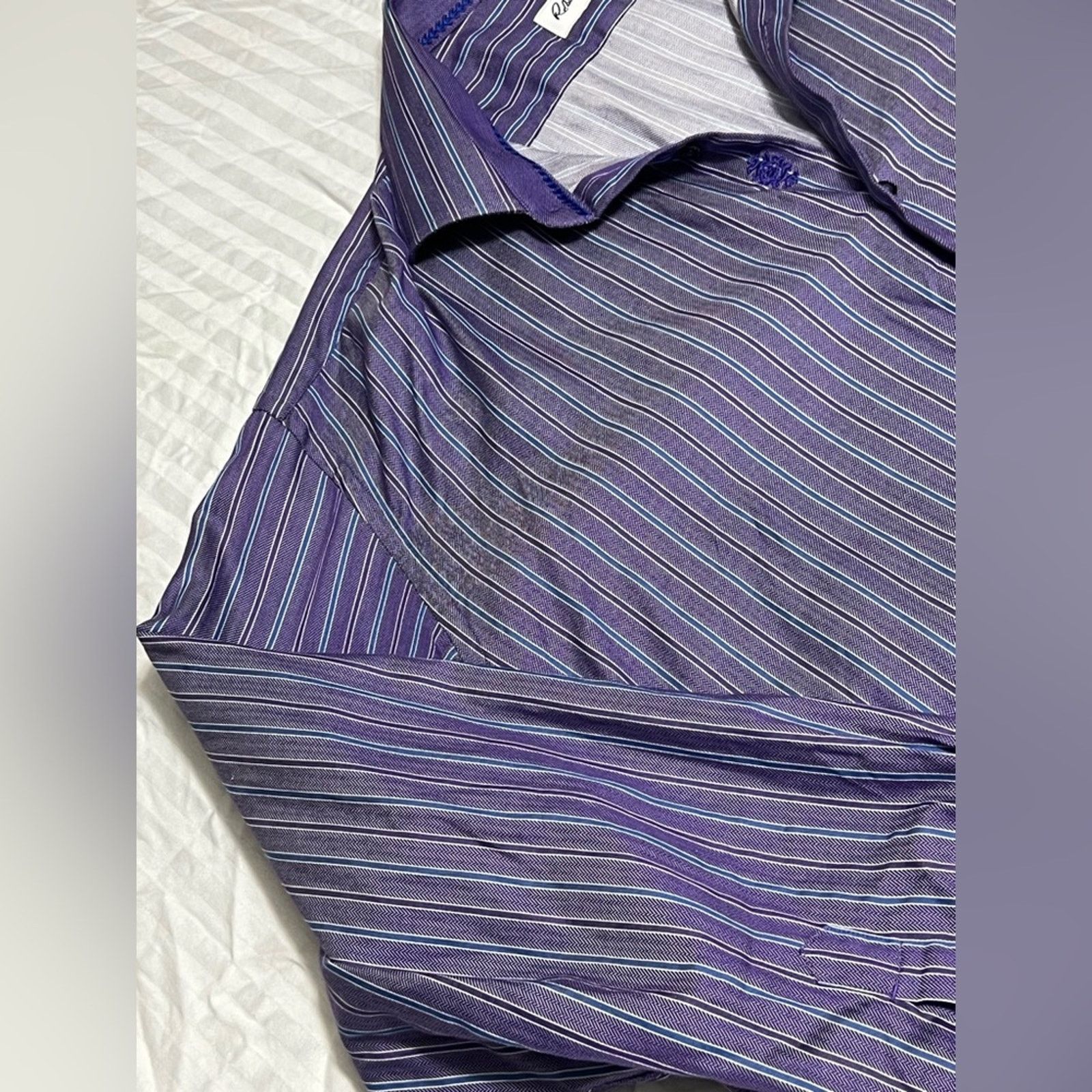 Robert Graham Robert Graham Men's Purple Striped Long Sleeve Shirt 18 TALL Size US XXL / EU 58 / 5 - 4 Thumbnail