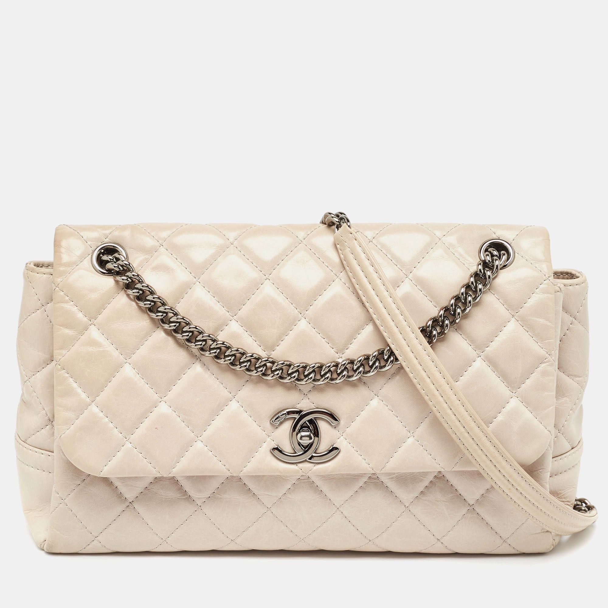 image of Chanel Light Grey Quilted Leather Lady Pearly Flap Bag, Women's