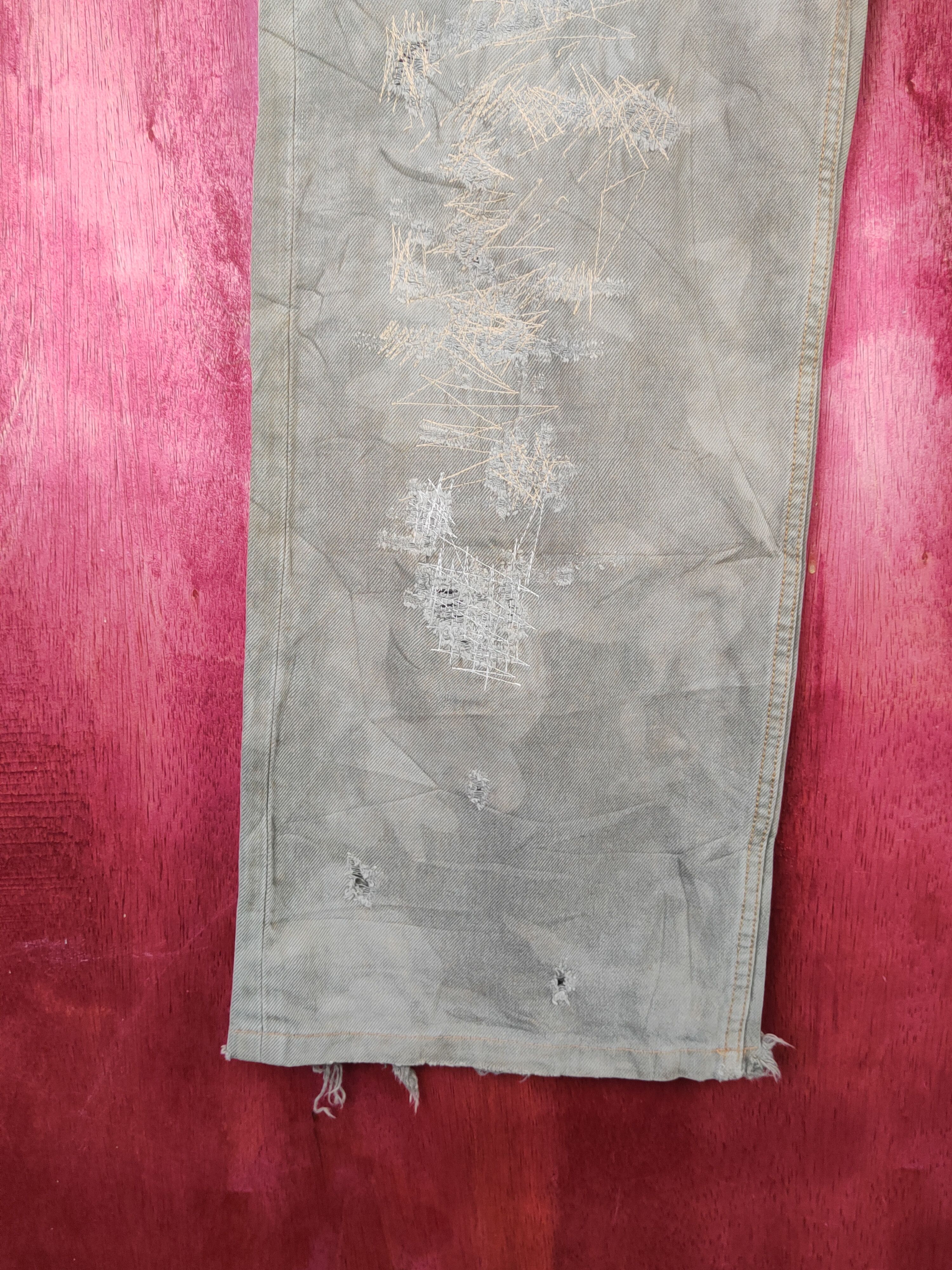Japanese Brand Ozone Rocks Gray Faded Distressed Ripped Jeans #S1791 Size US 34 / EU 50 - 4 Thumbnail