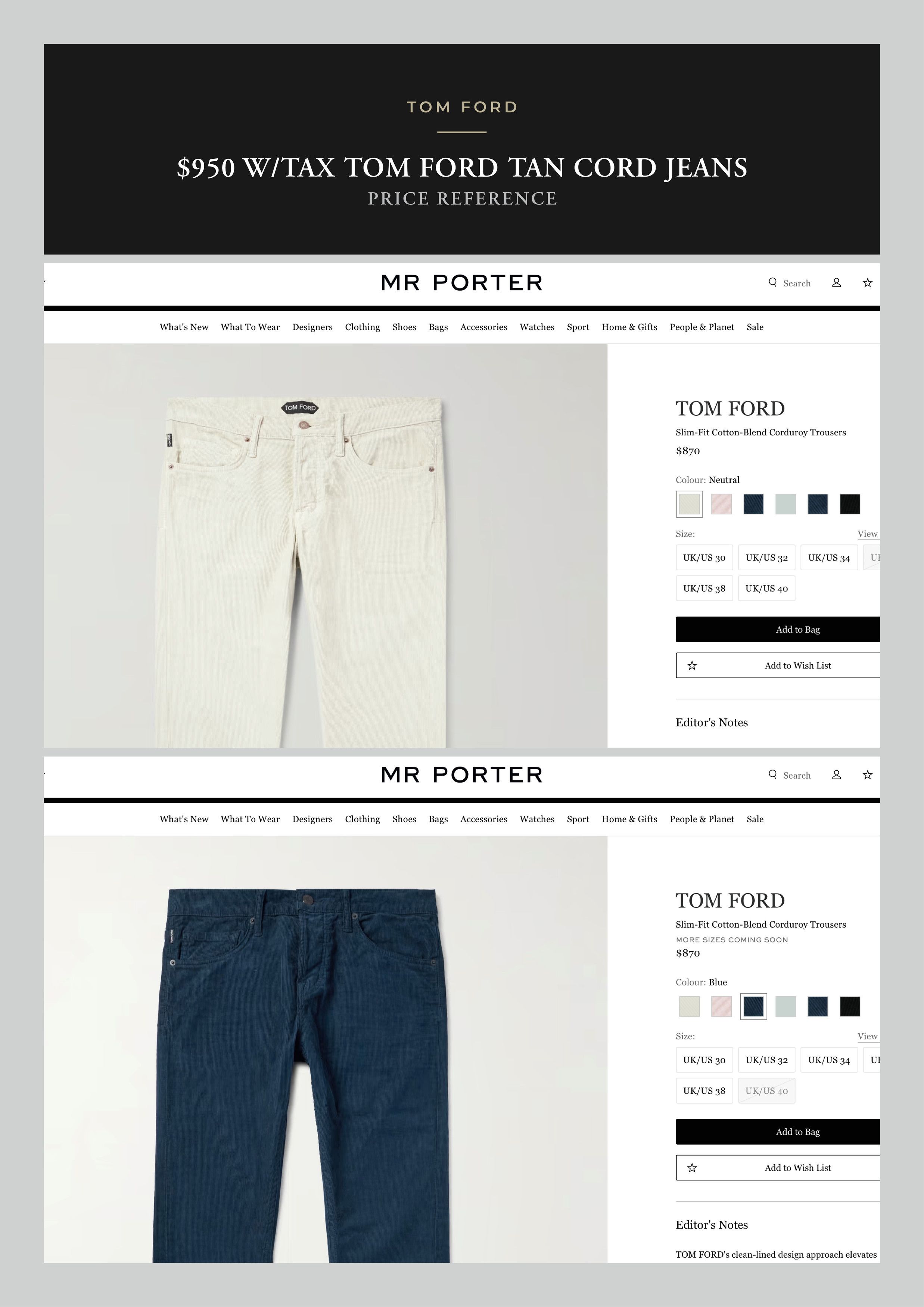 Tom Ford Best Dressed $950 w/tax Corduroy Jeans w/stretch Size US 32 / EU 48 - 10 Thumbnail
