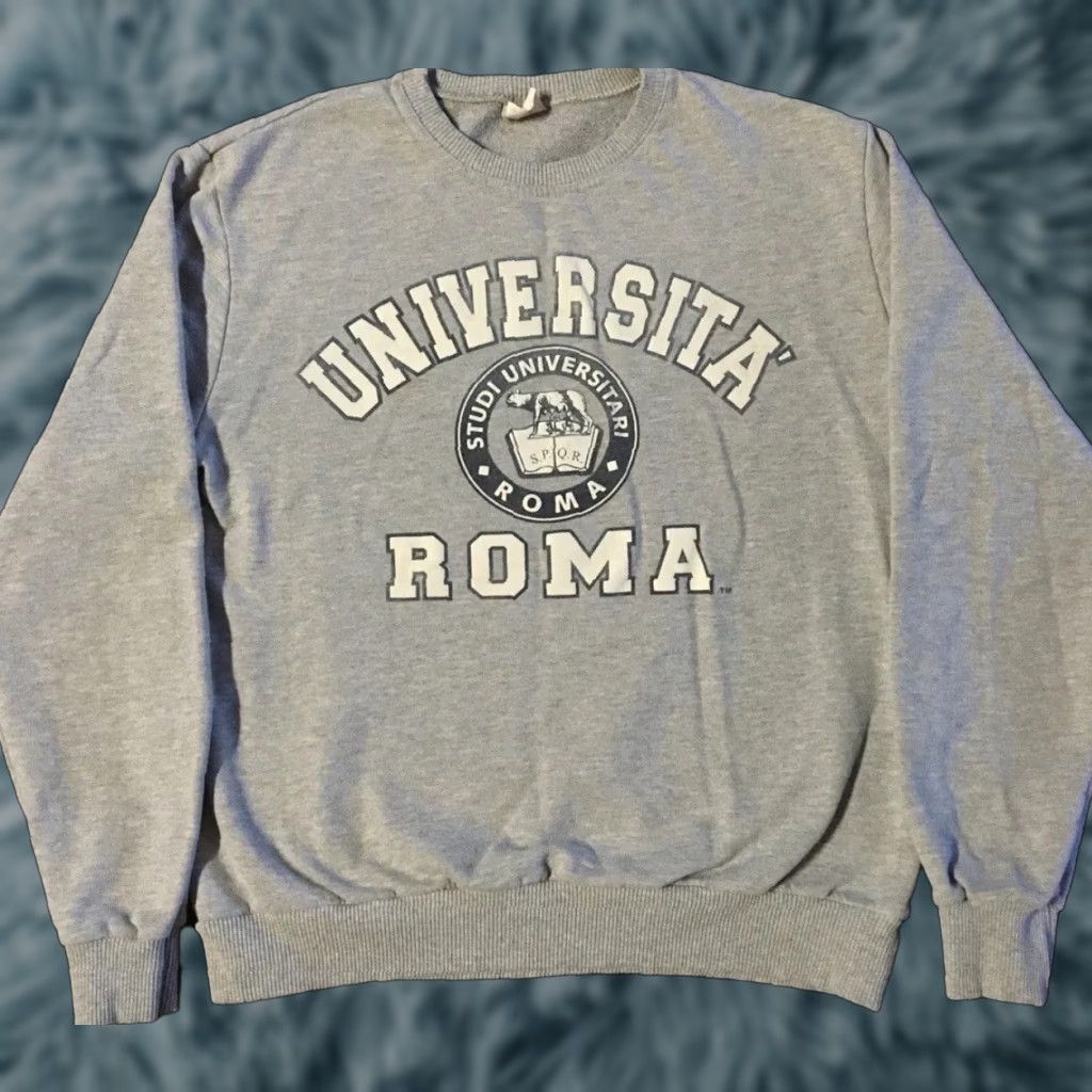 Vintage VINTAGE 90s University Of Rome Spellout Sweatshirt S Gray Mens Small Pullover College Track & Field University USA Retro 80s Size US S / EU 44-46 / 1 - 1 Thumbnail