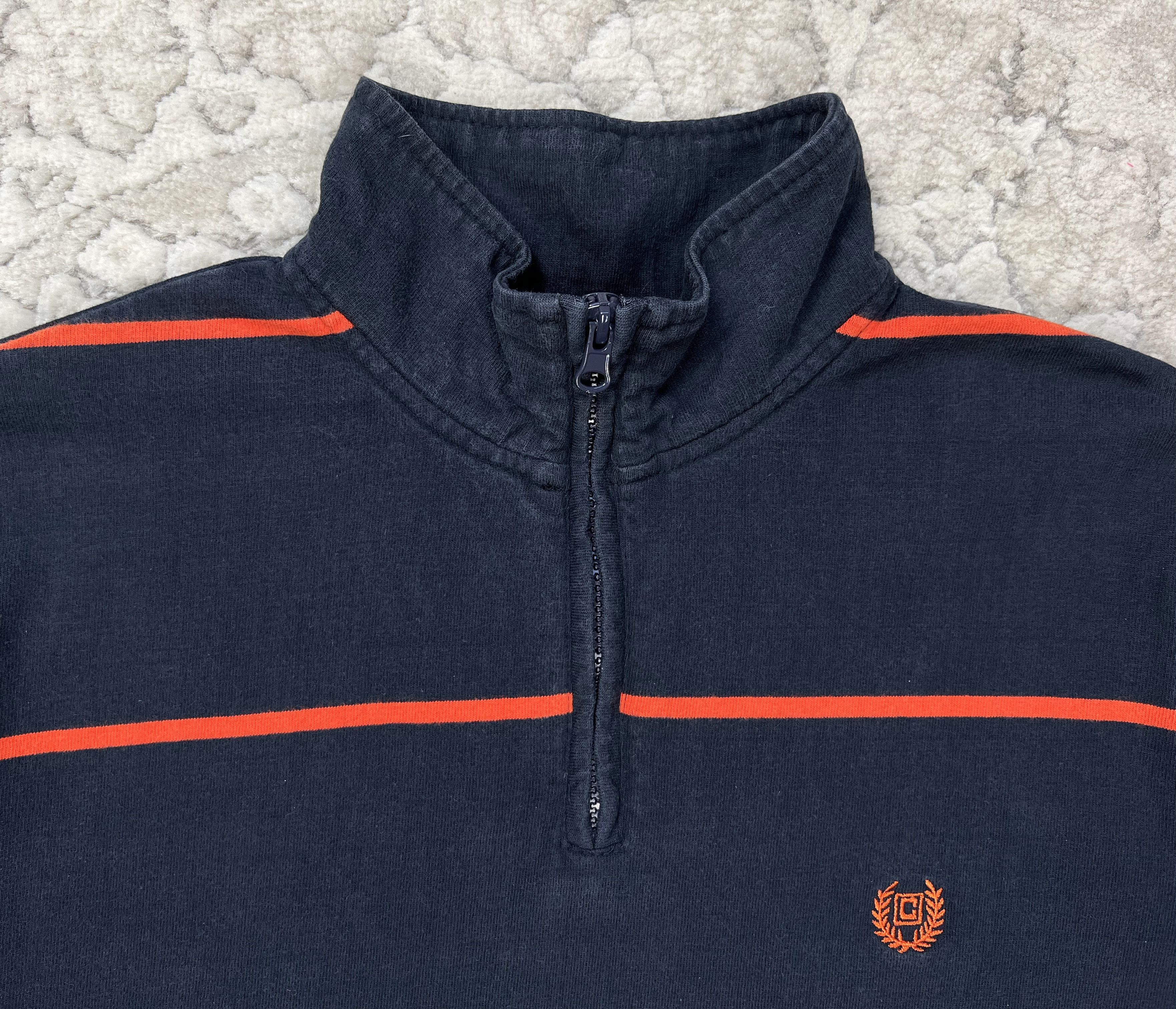 Chaps Chaps 1/4 Zip Orange Stripe Rugby Pullover Sweatshirt L Size US L / EU 52-54 / 3 - 2 Thumbnail
