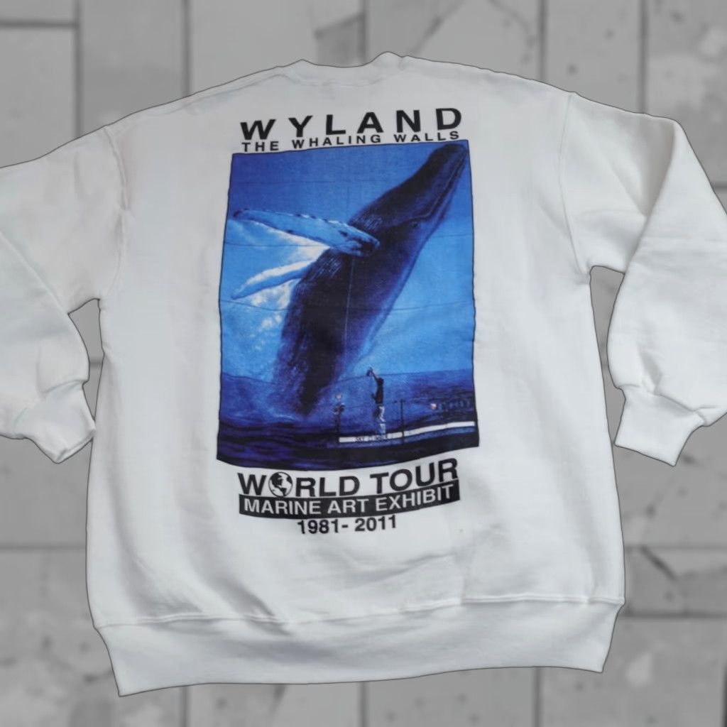 Vintage VINTAGE Wyland Whaling Walls Sweater XL White Double Sided World Tour 1981-2011 Size US XL / EU 56 / 4 - 1 Thumbnail