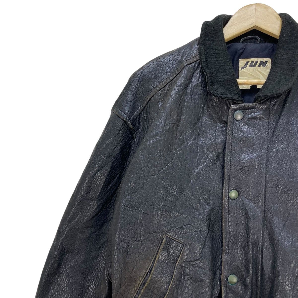 💥Vintage Japanese Brand JUNmen Bomber Leather Jacket
